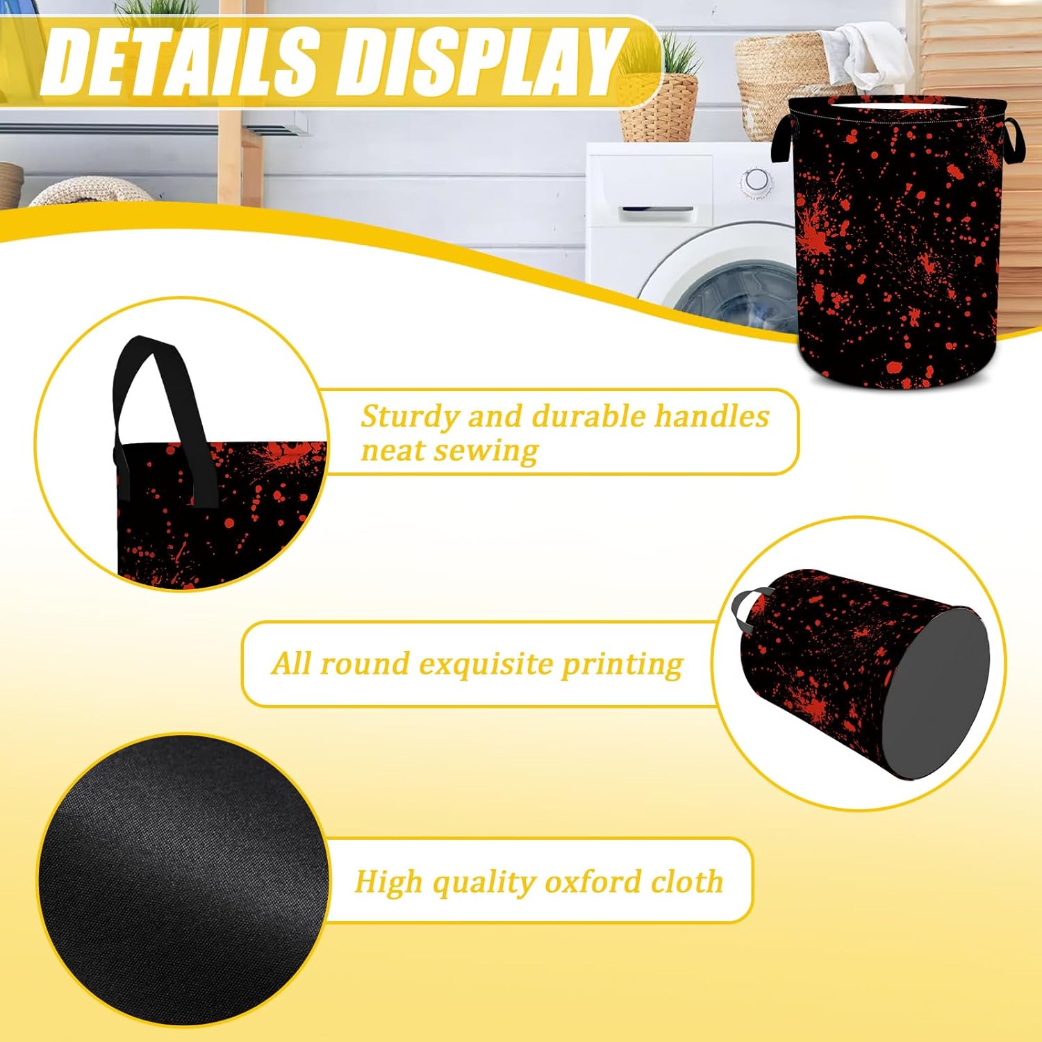Blood Splattered Fun Practical Kids Laundry Basket Collapseable Durable Storage Hamper