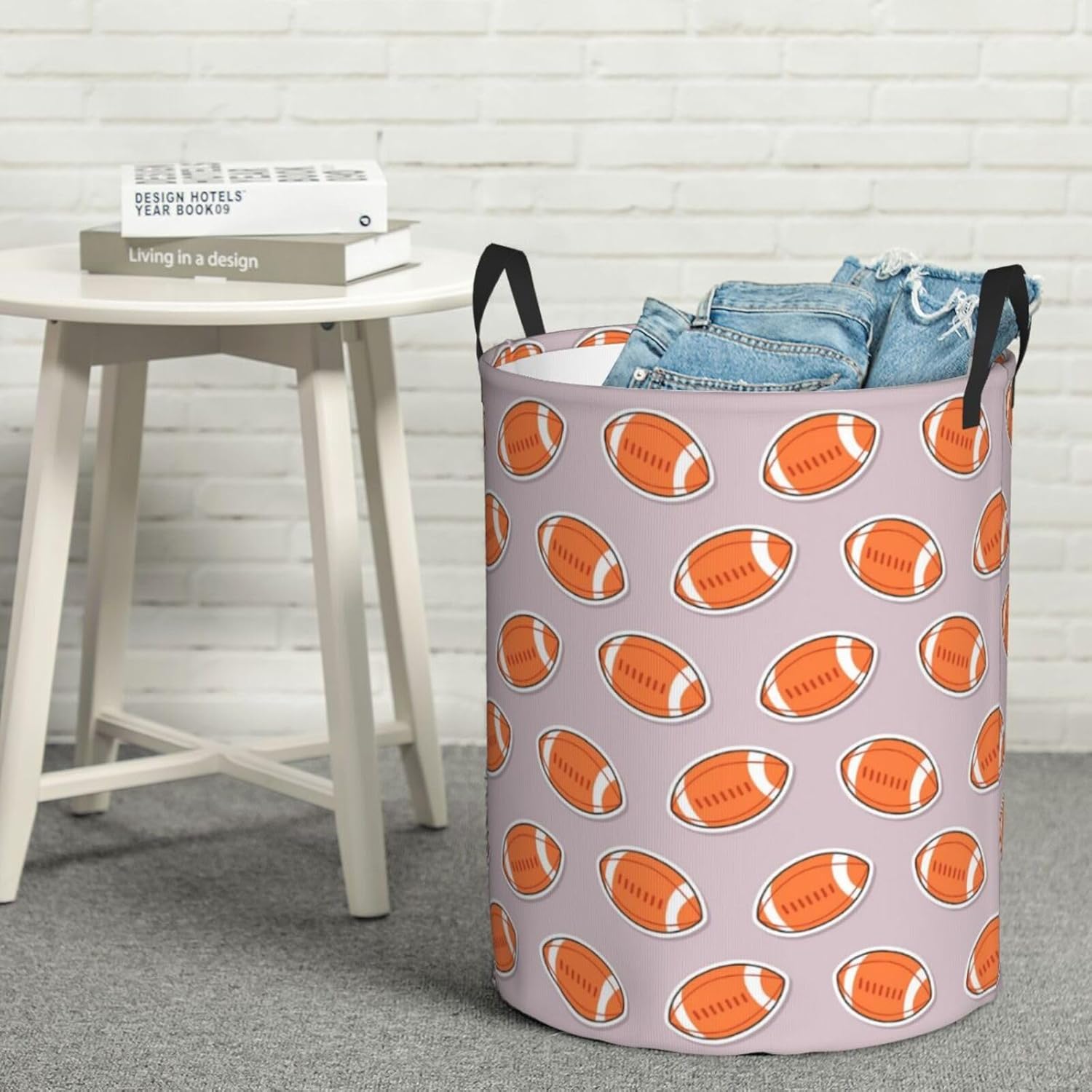 Durable American Football Collapsible Laundry Basket for Storage Travel Organization