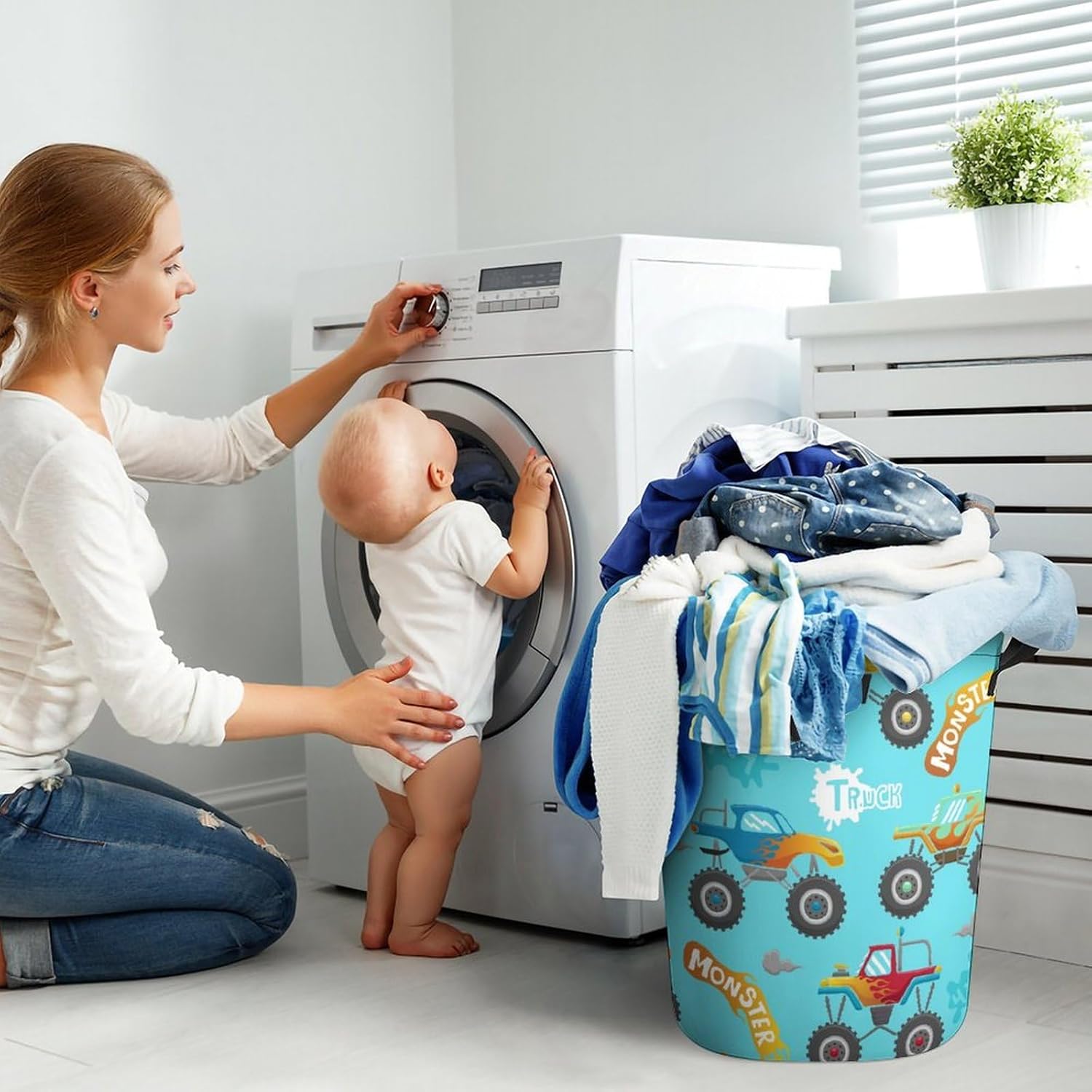 Monster Truck Cartoon Laundry Hamper
