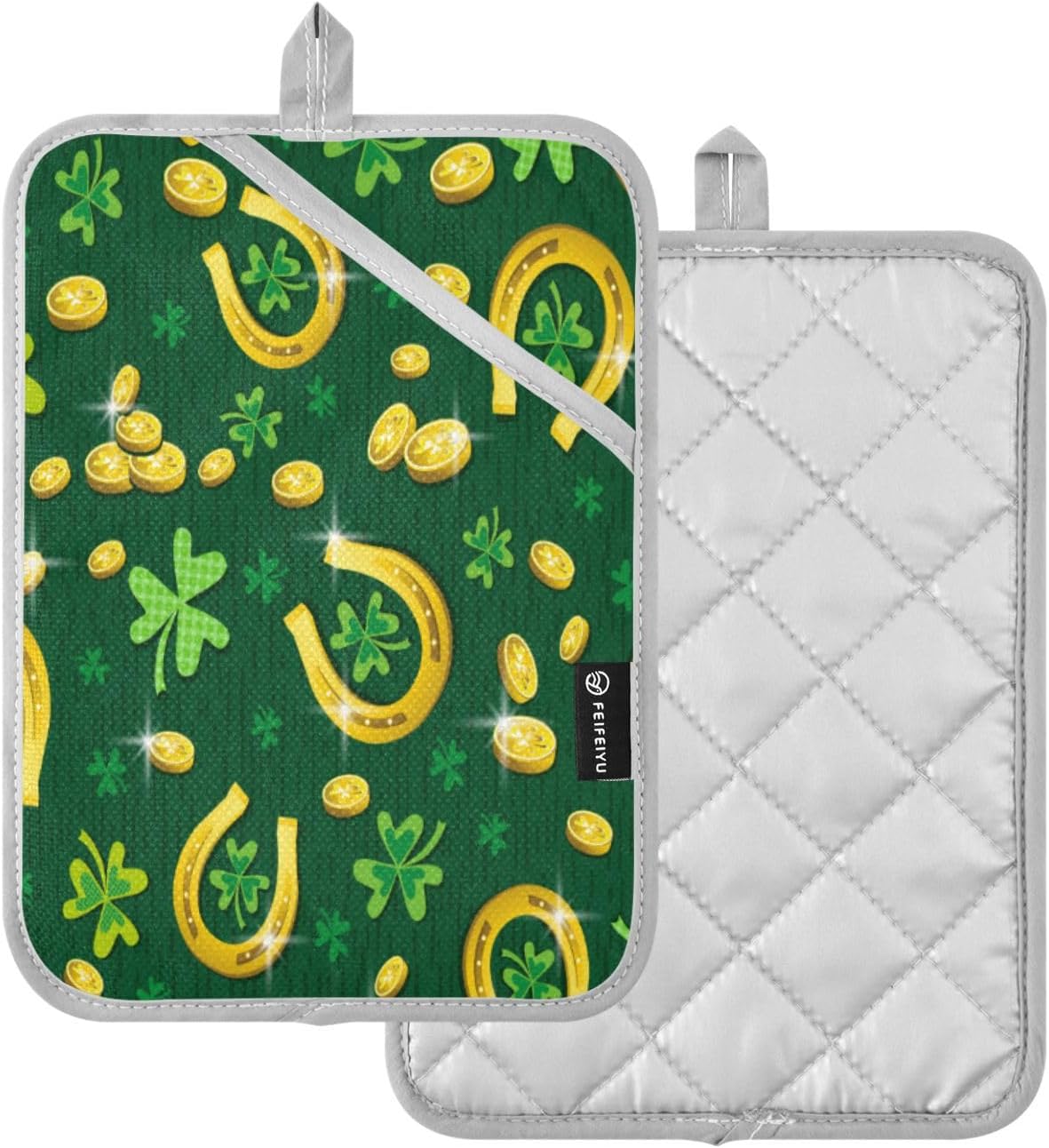 Kcldeci Heat Resistant Potholders Green Patricks Day Set 2Pack