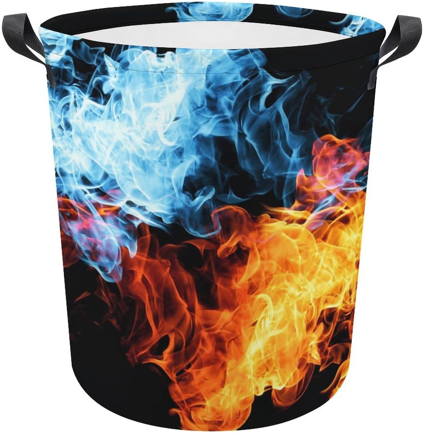 MEIKKO Red Blue Fire Multi-Purpose Laundry Hamper Toy Organizer Collapsible Waterfront Basket