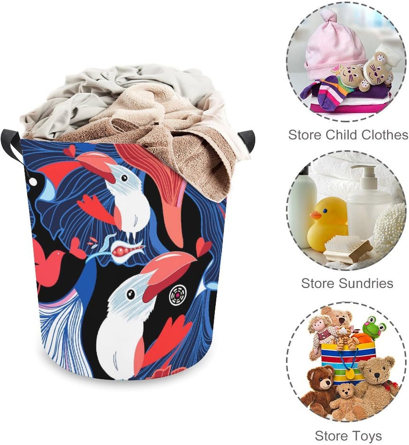 Valentines Day Love Birds Abstract Laundry Hamper