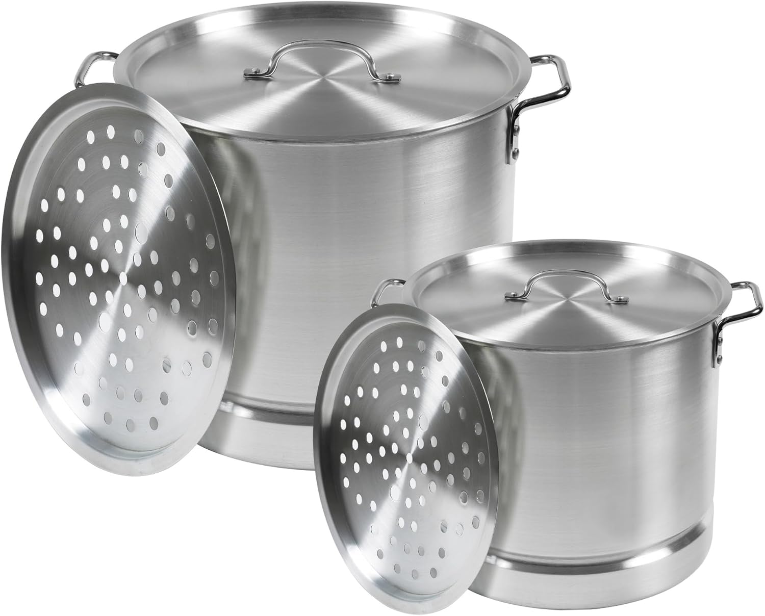 IMUSA Aluminum Steamer Dual Set 32 Qt and 10 Qt Silver