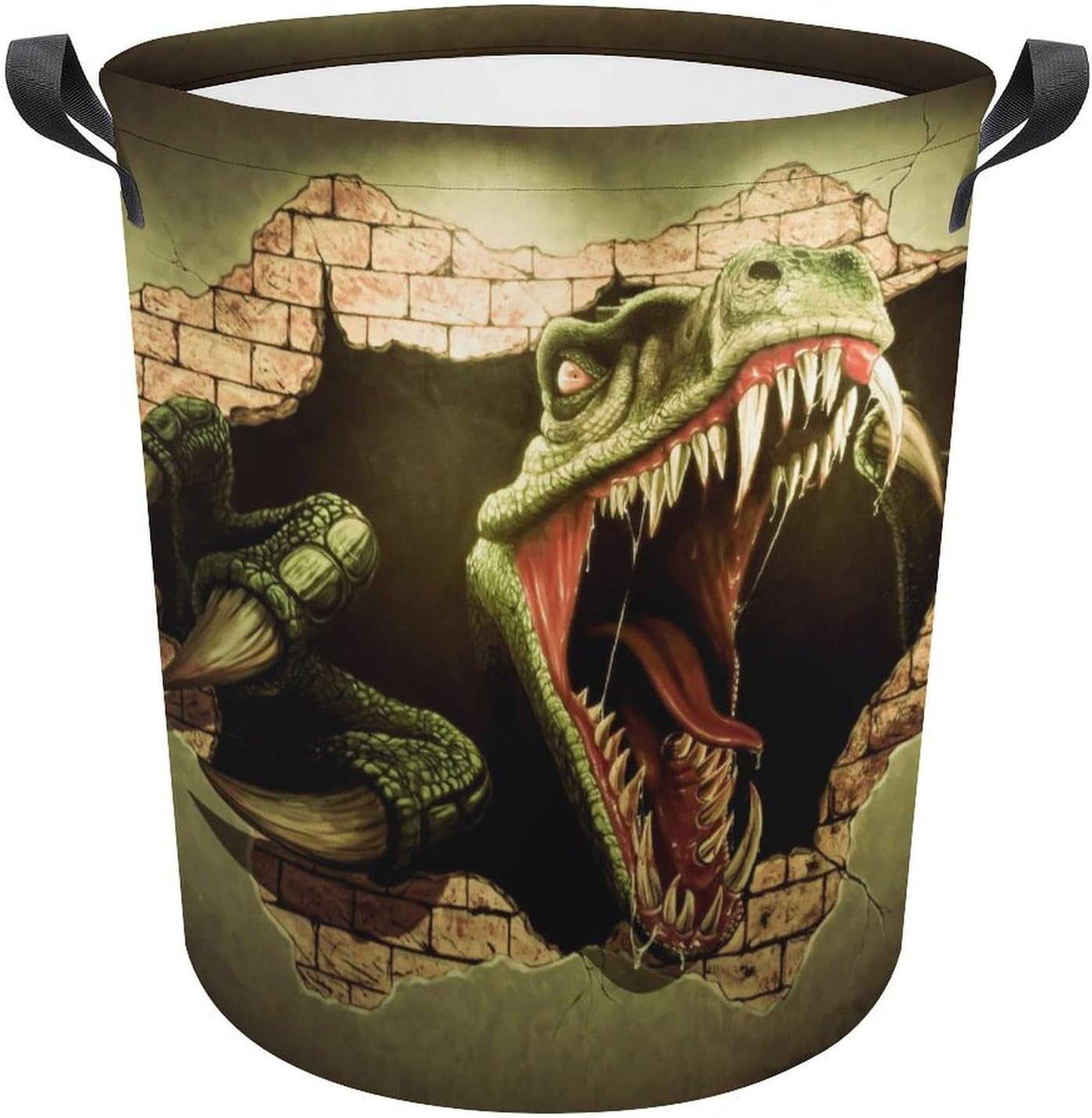MEIKKO Dinosaur Brick Wall Collapsible Laundry Hamper Waterproof Foldable Family Organizer