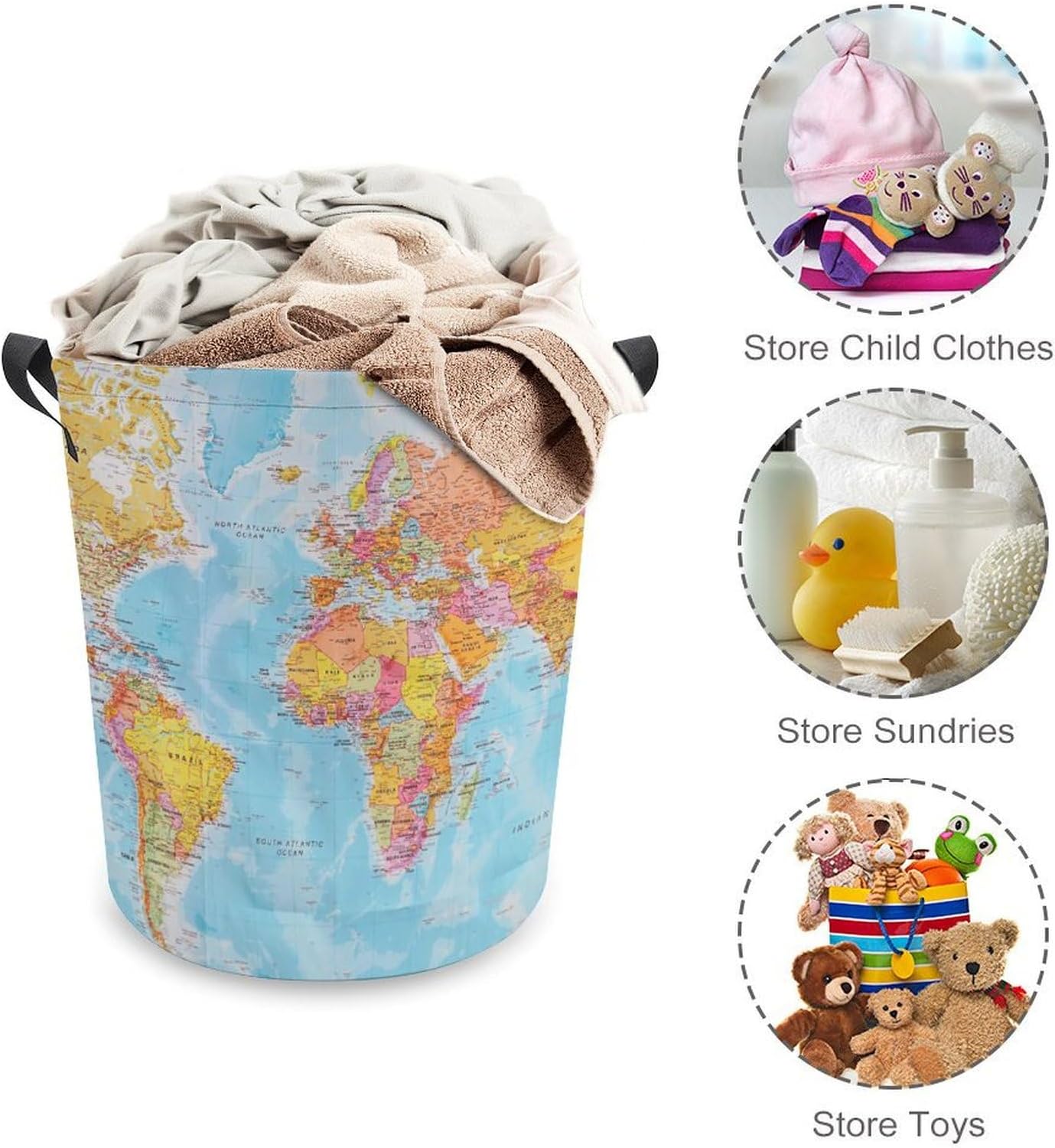 World Map Laundry Hamper