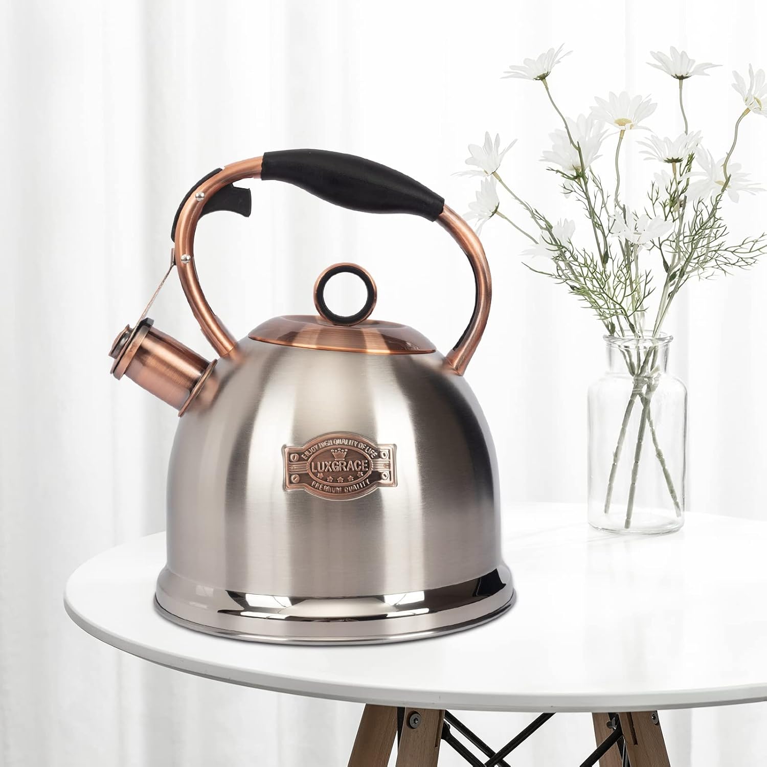 Lux Grace stainless steel whistle tea kettle