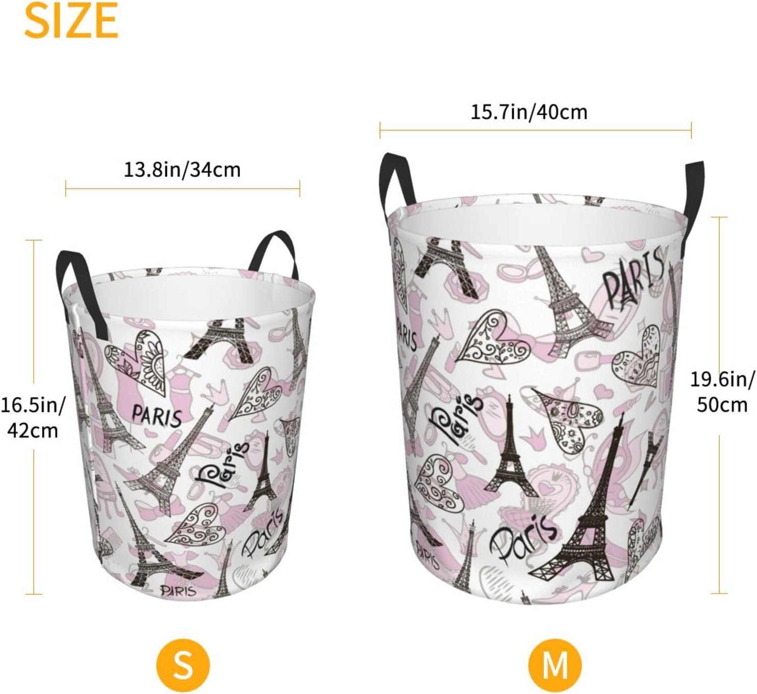 Paris Eiffel Tower Waterproof Laundry Basket Collapsible with Handle