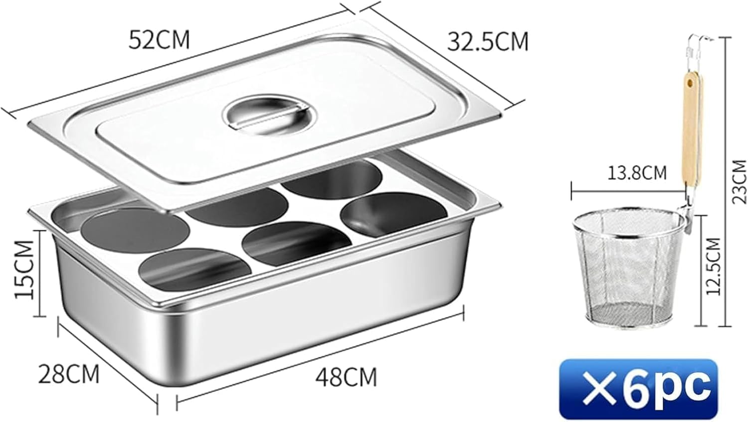 Stainless Steel 6-Piece Pasta Cooker Set for Restaurant Use