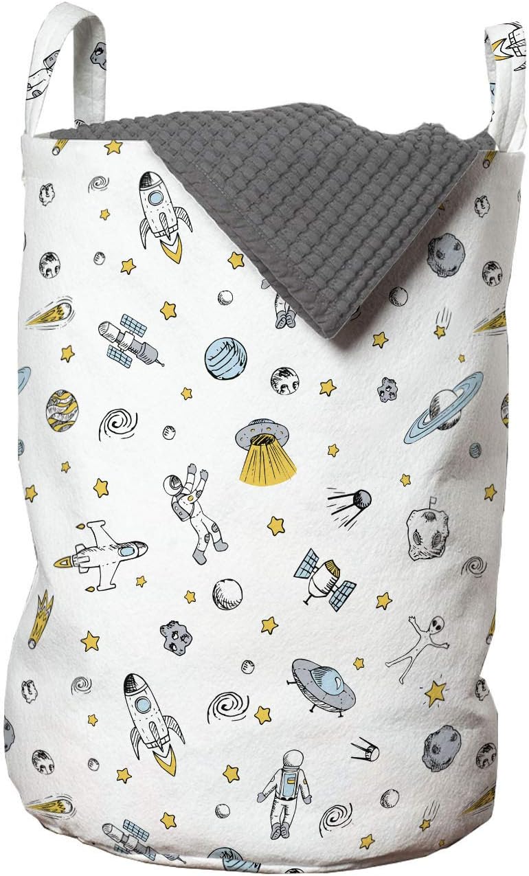 Ambesonne - Spaceship Laundry Bag Doodle Style Hamper Basket with Drawstring Closure