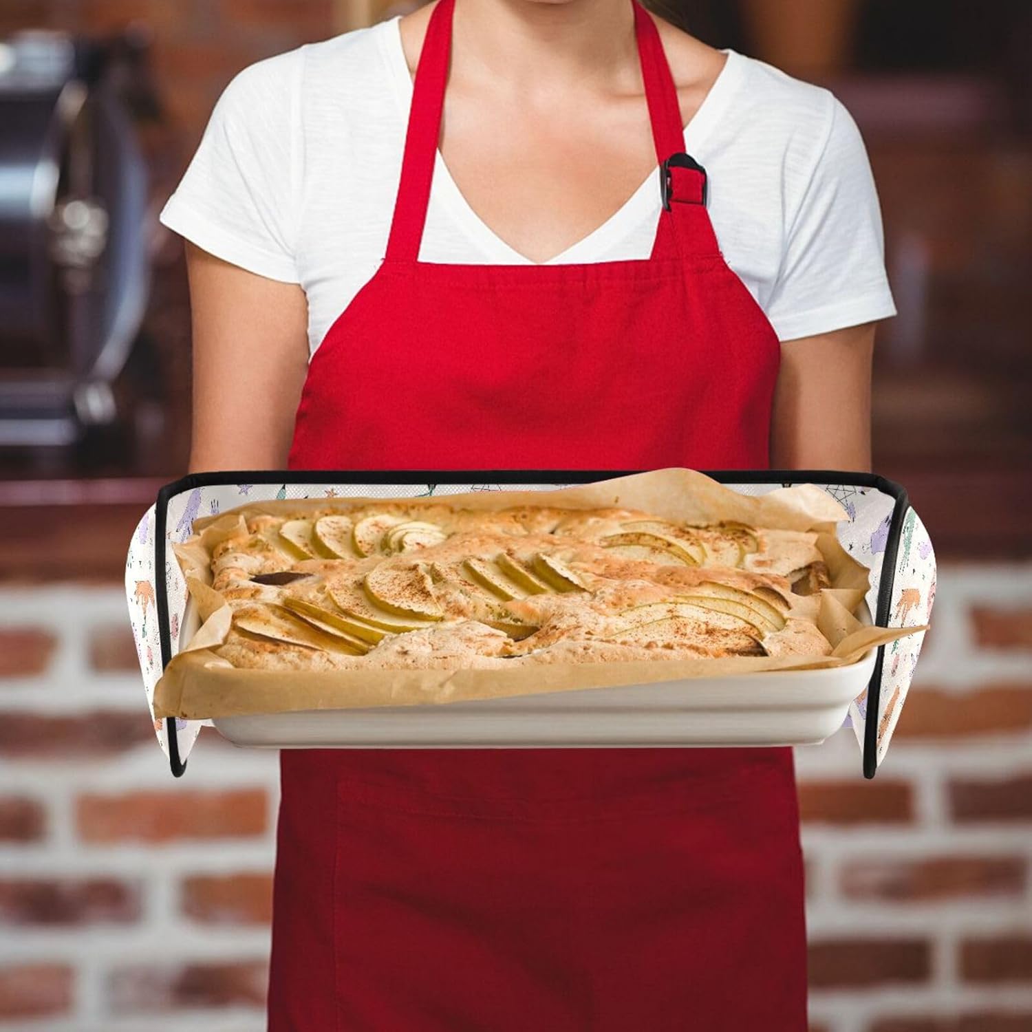 Double Oven Mitts - Heat-Resistant Gloves with Lining and Hang Loop