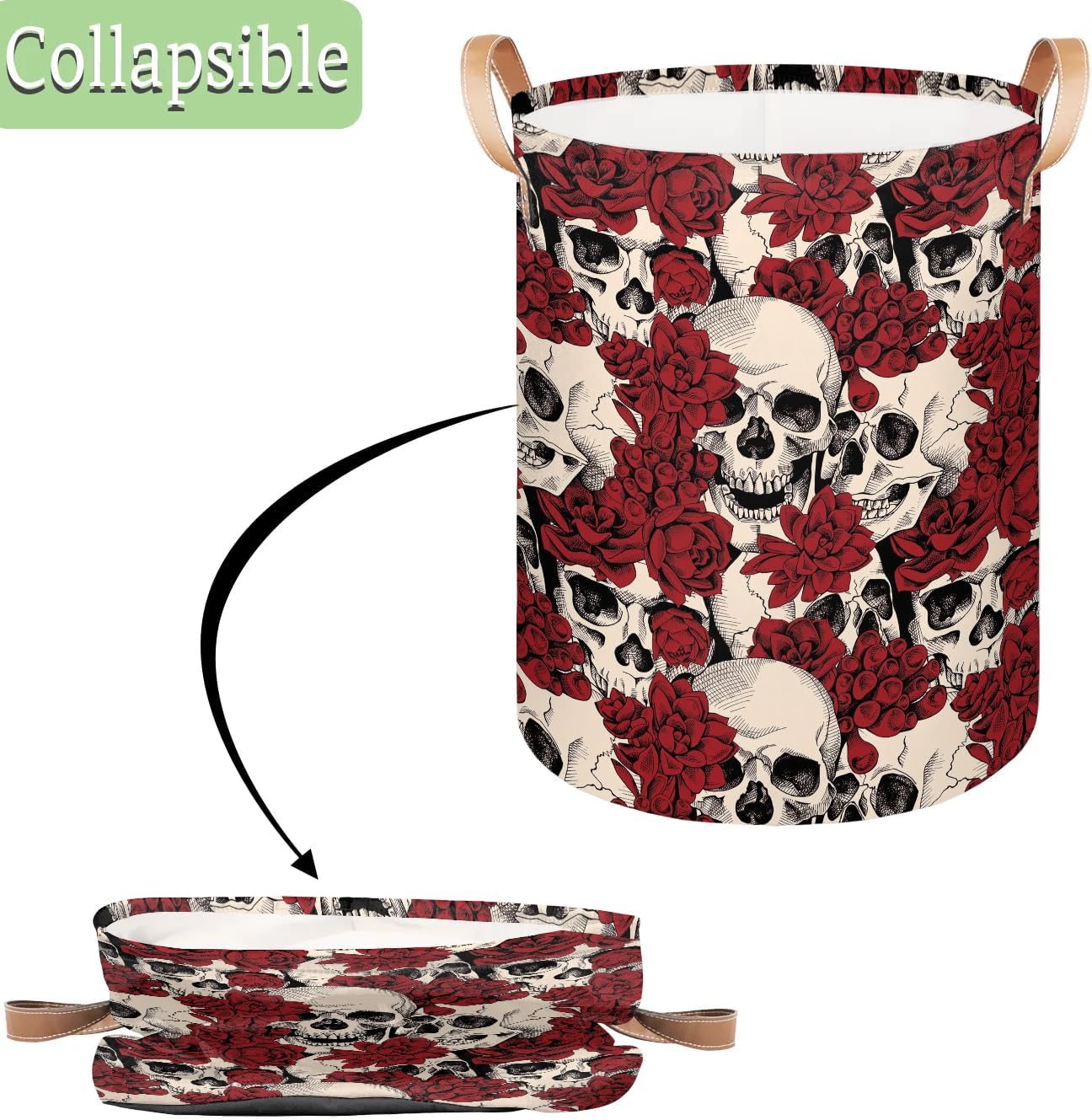 Gothic Sugar Skull Laundry Basket