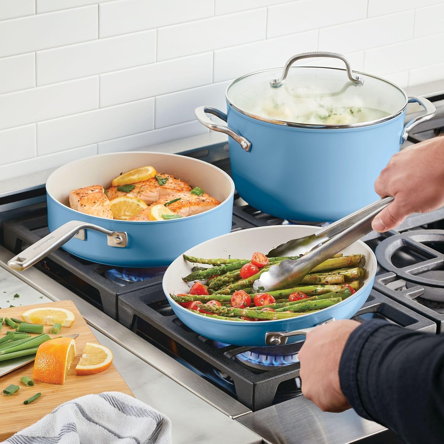 Versatile 9-Piece KitchenAid Hard Anodized Cookware Durable Easy to Clean