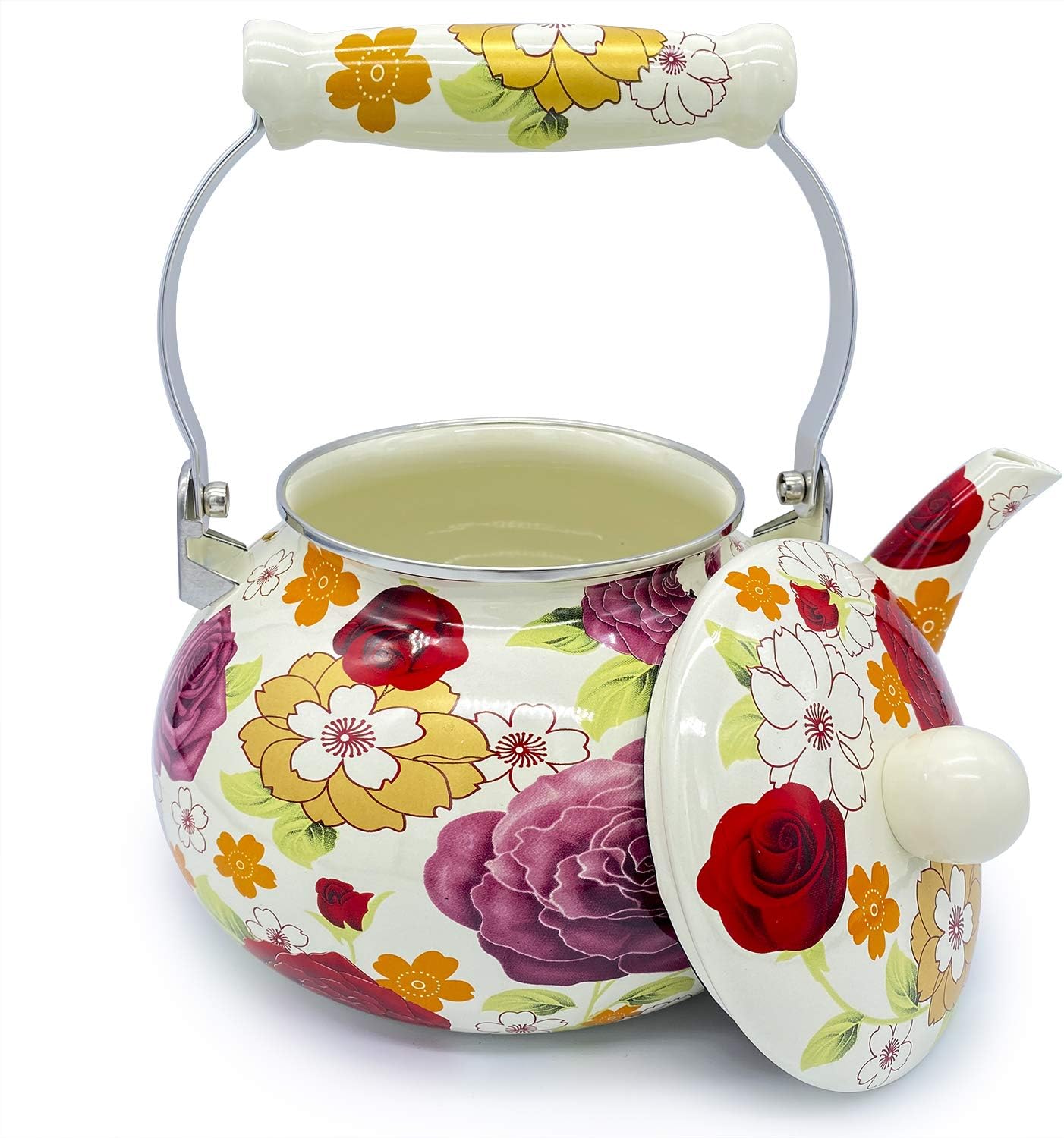 Your Home OLYTARU Enamel Teapot Floral
