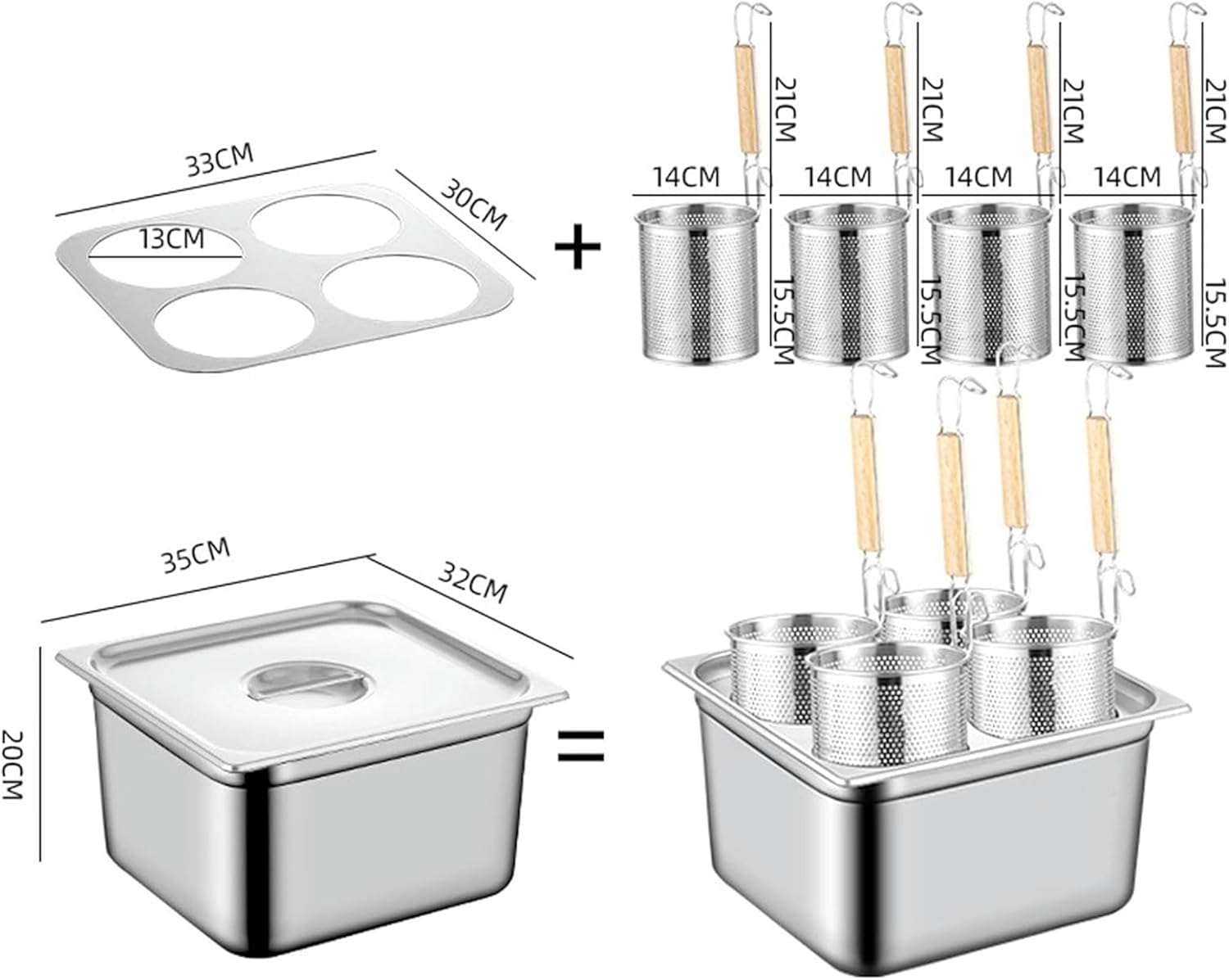AttreX 4 Holes Square Pot with Colander
