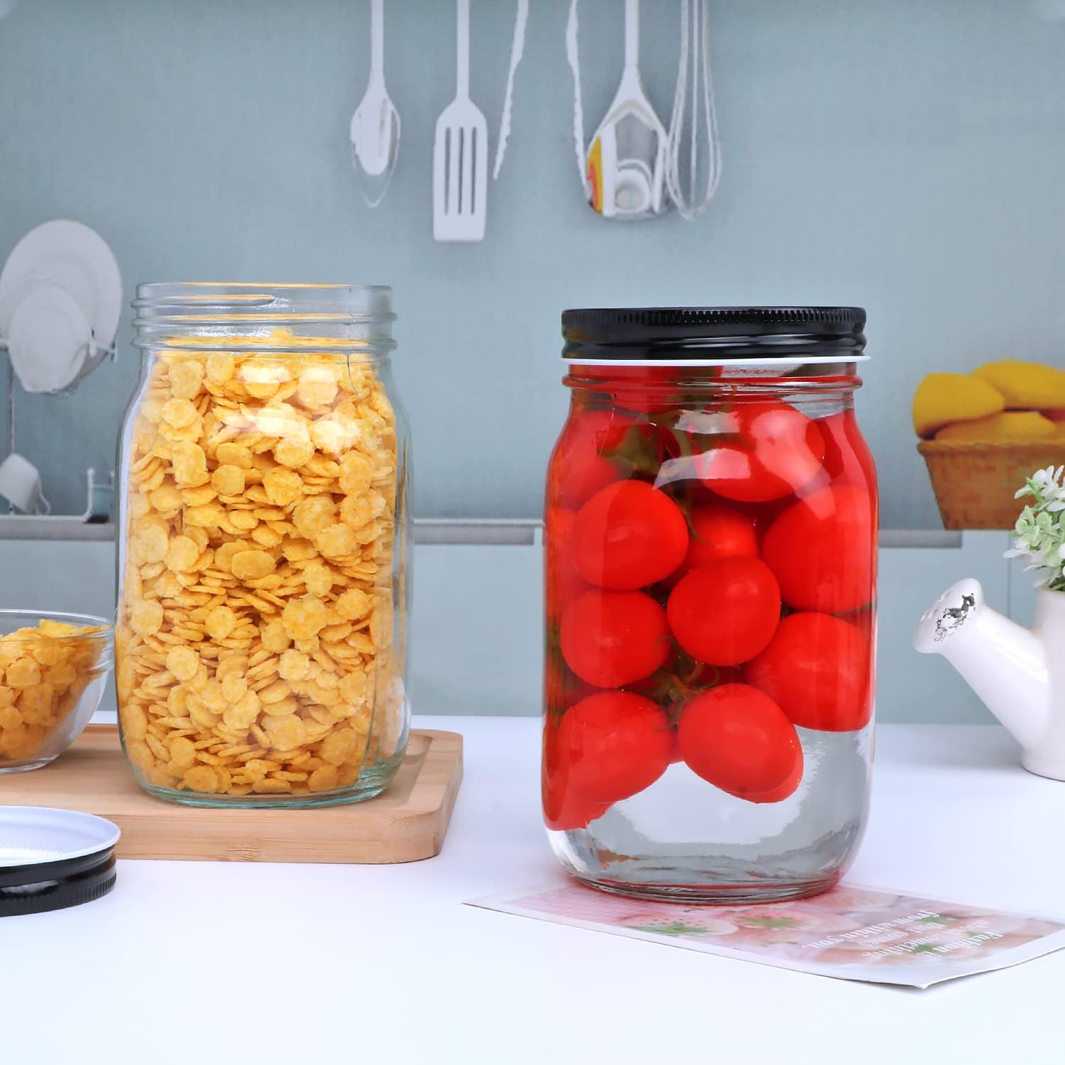 QAPPDA Premium 32 Oz Glass Jars Set 12 Count