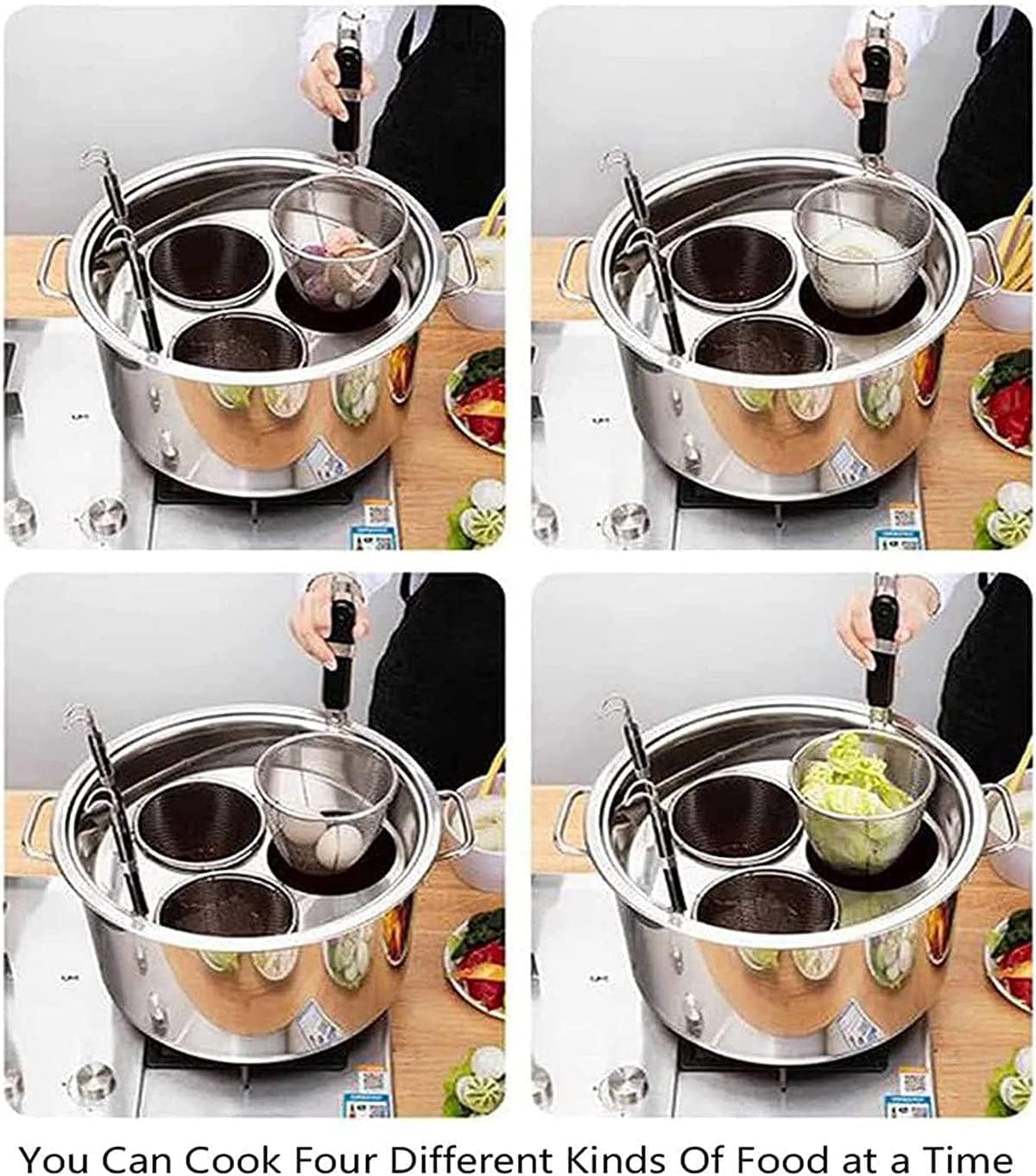 Sturdy Stainless Steel Multifunctional Pasta Cooker with Divider Colander