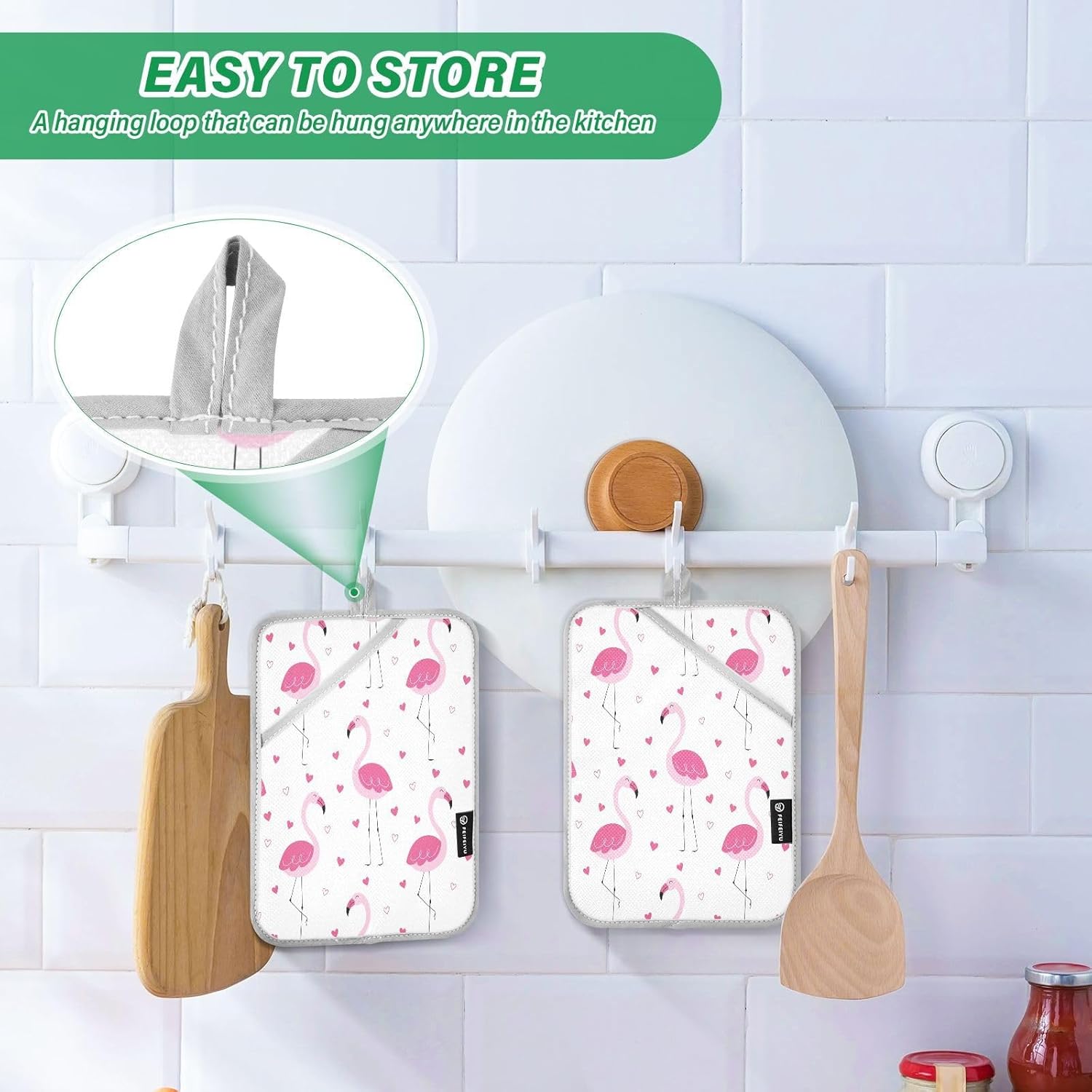 Kcldeci Pink Flamingos Love Heart 2Pack Pot Holder Set
