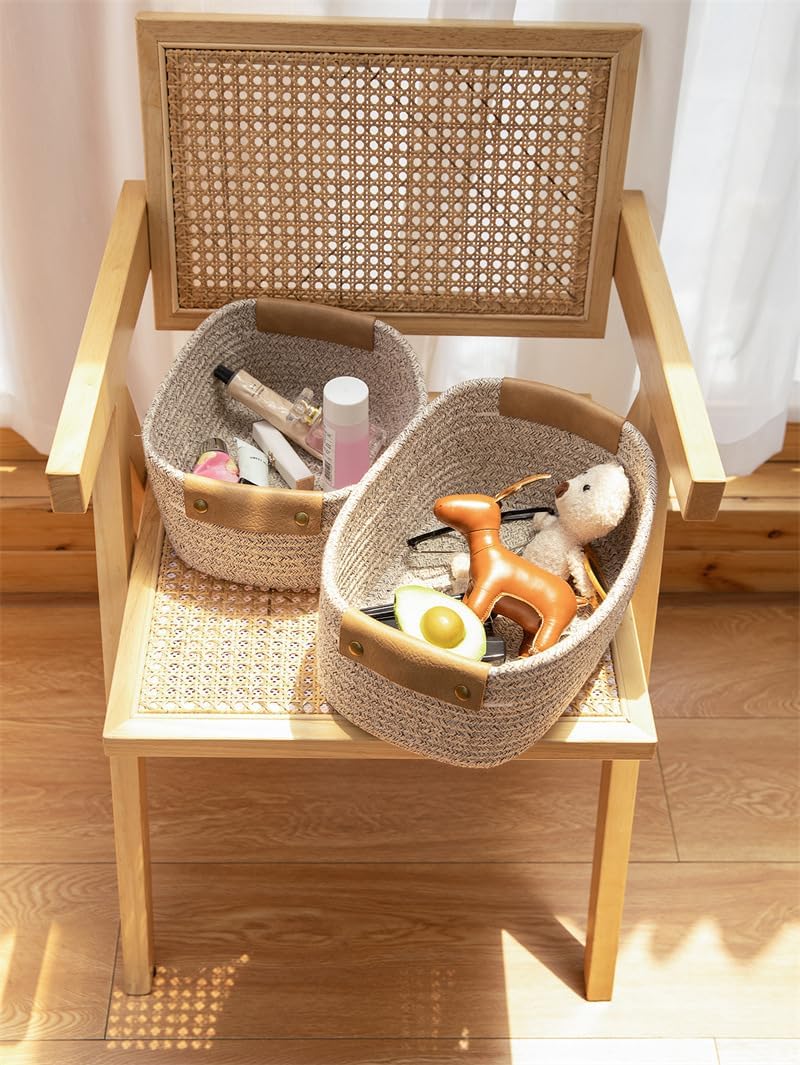 Namzi Boho Home Decor Light Brown Rope Storage Basket