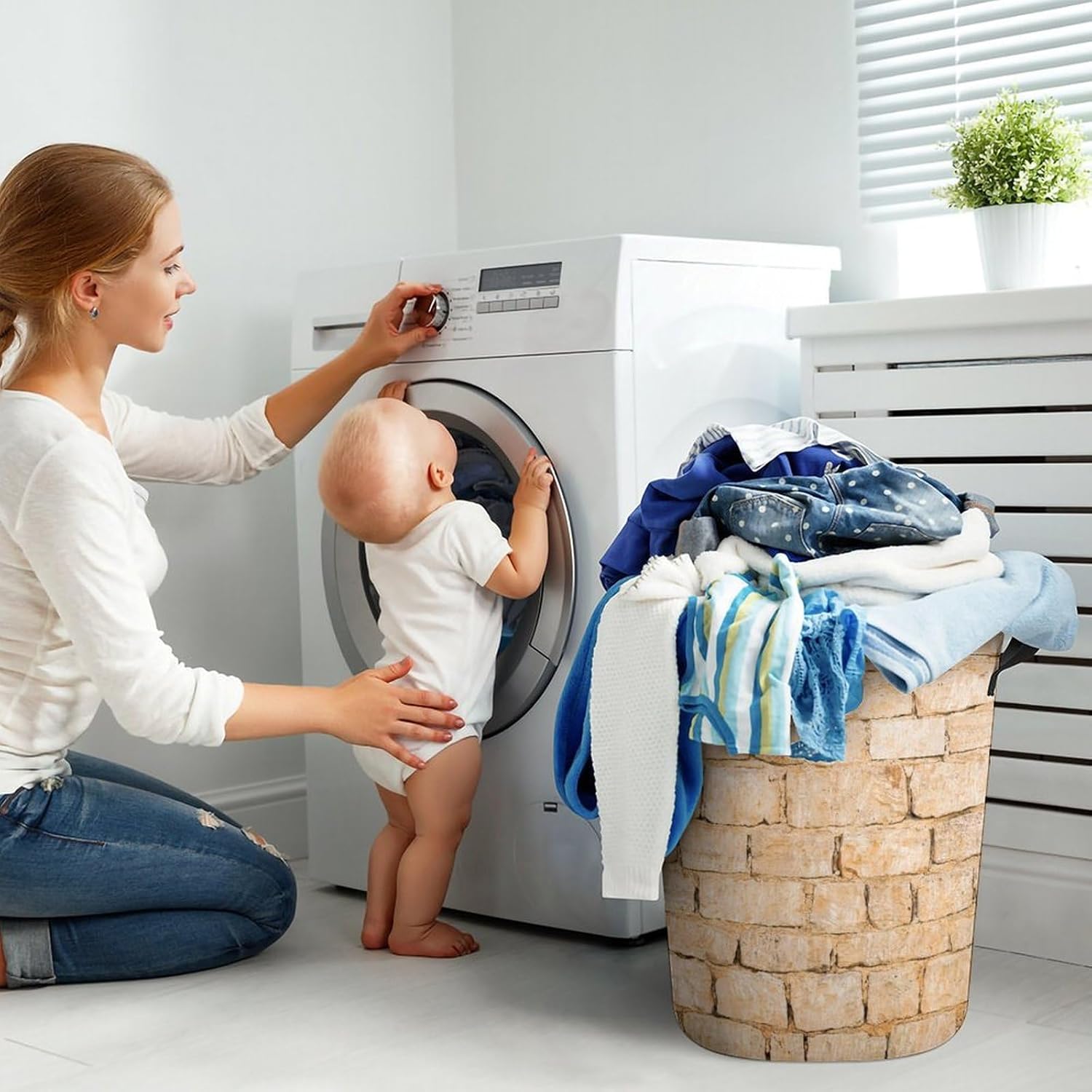 MEIKKO Waterproof Laundry Baskets with Handles