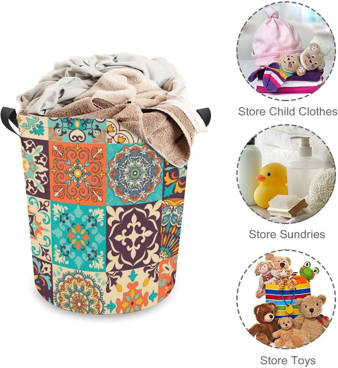 MEIKKO Patchwork Boho Vintage Laundry Basket