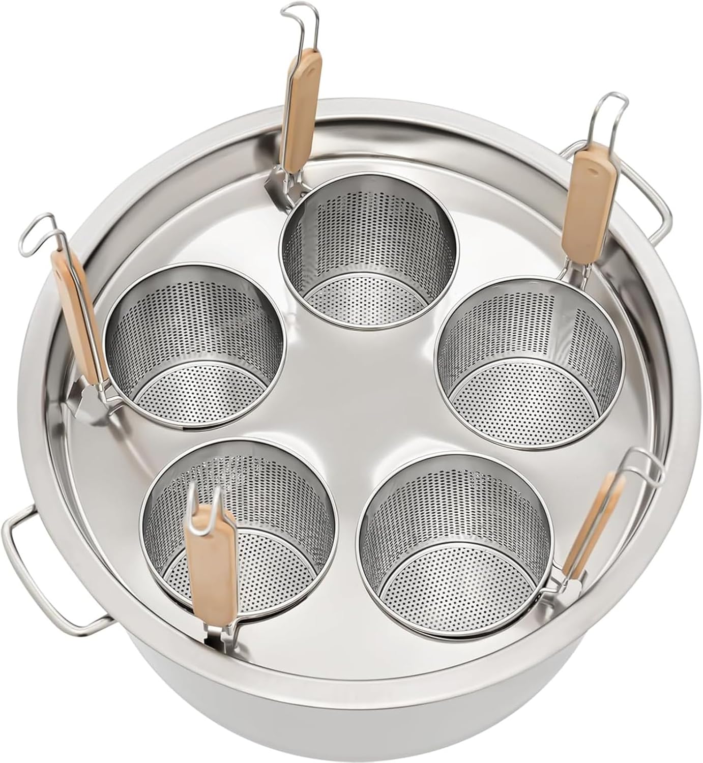 SINBAISHUNYYT 39-quart Compact Pasta Cooker with 5 Insert Strainer Baskets