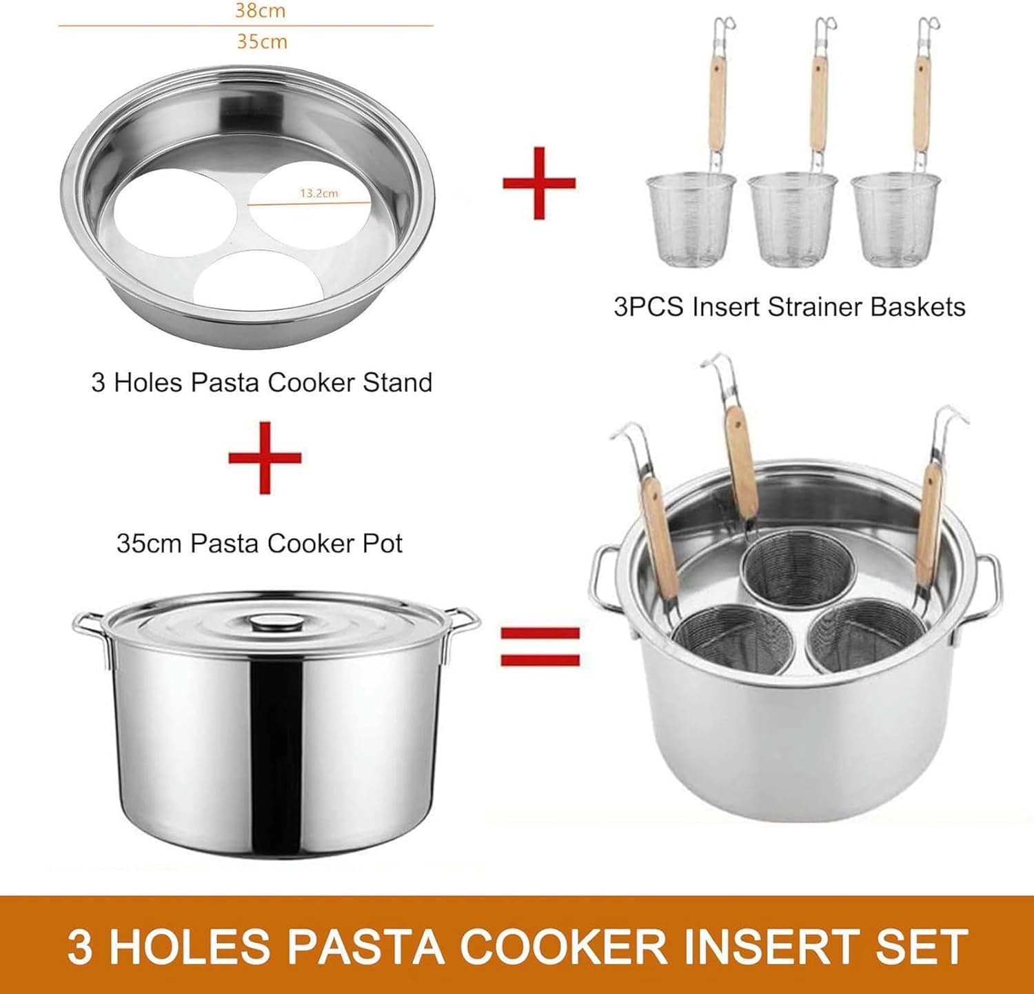 UNbit 201 Stainless Steel Pasta Cooker Insert Set