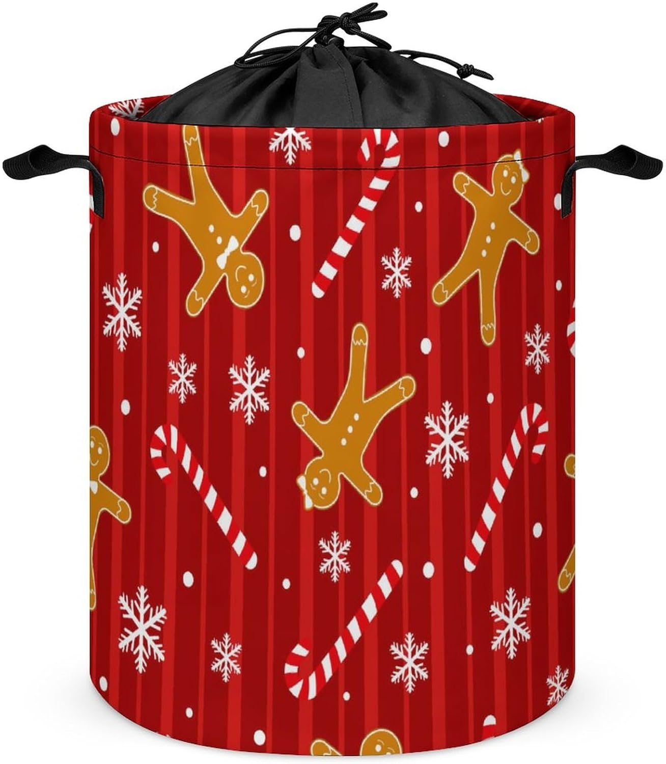 Laundry Basket Christmas Red Waterproof Foldable Storage Hamper with Handles Drawstring