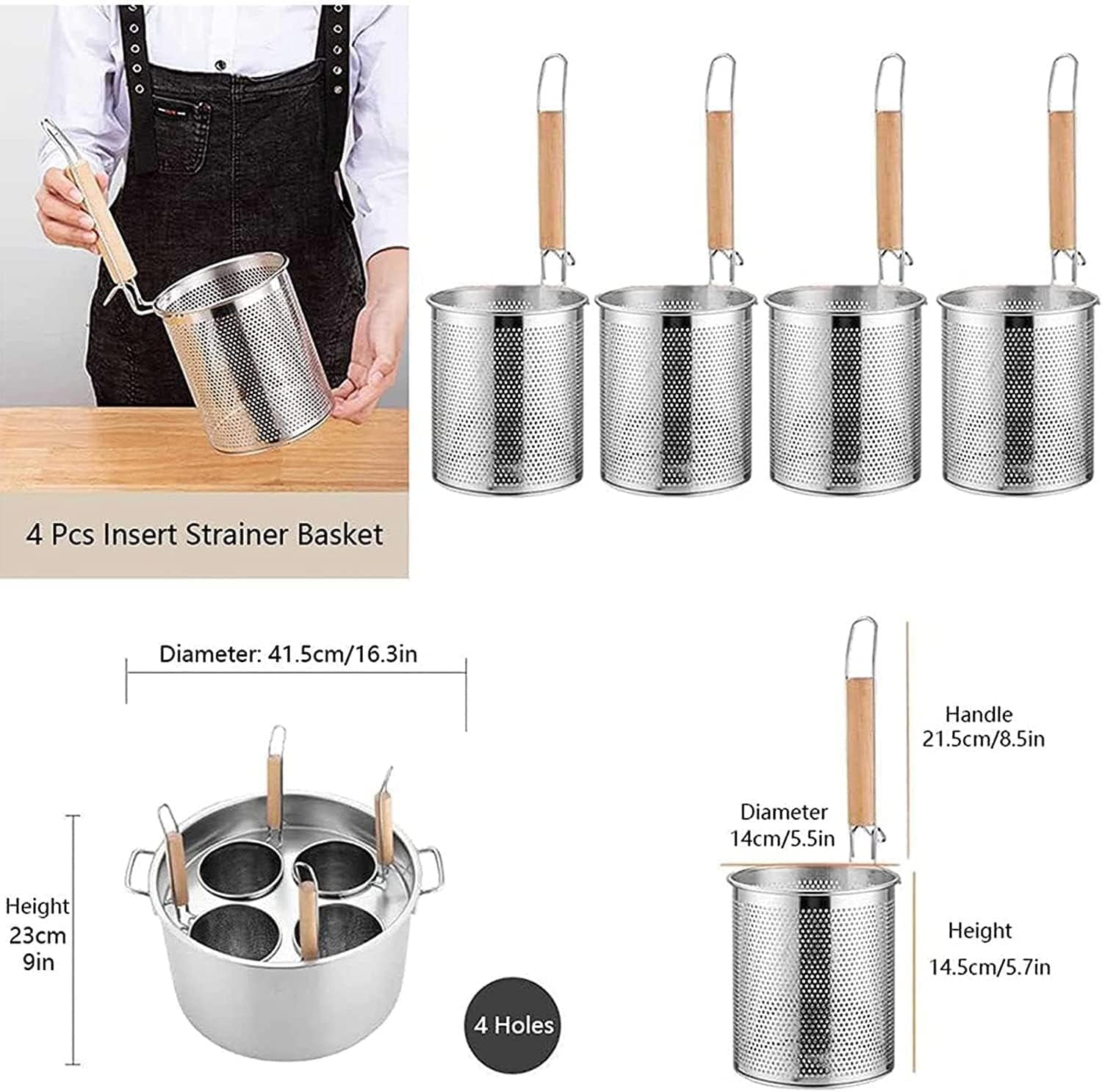 Sturdy Stainless Steel Multifunctional Pasta Cooker with Divider Colander