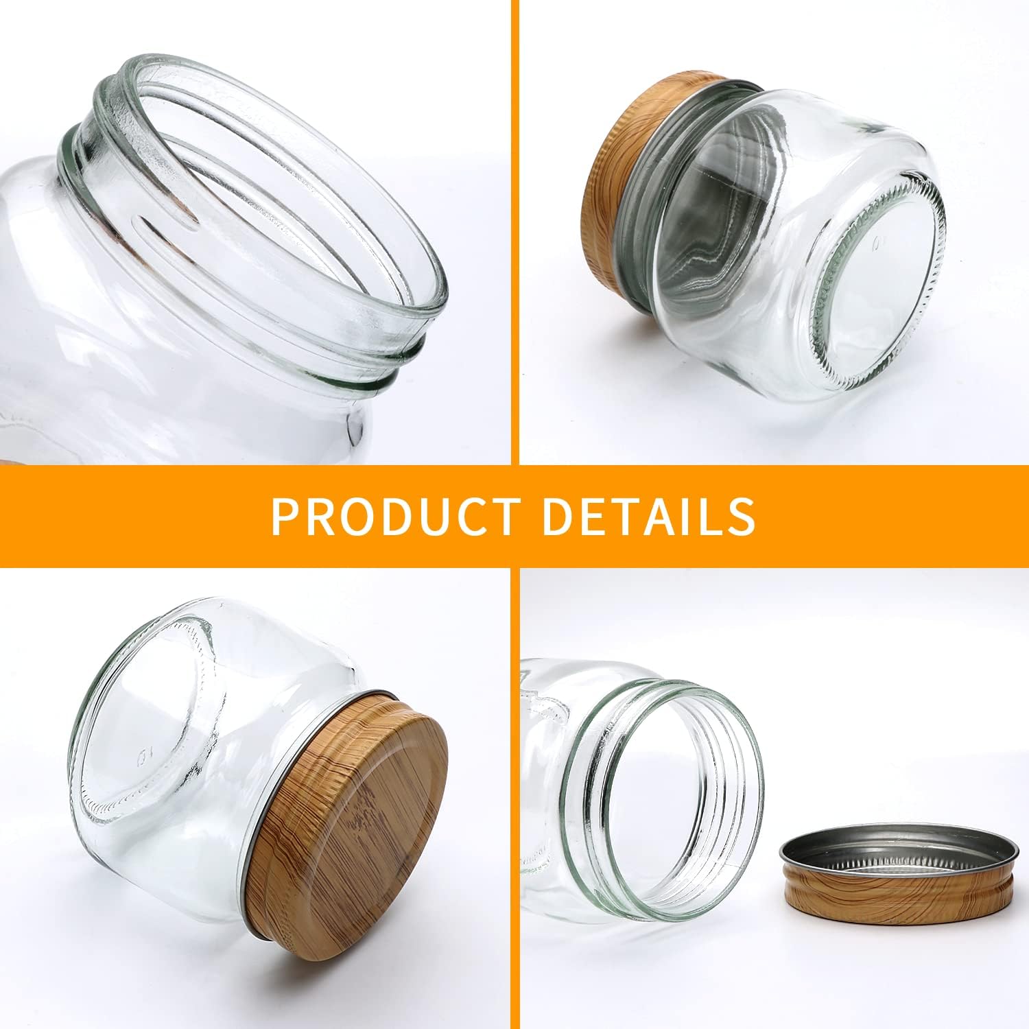 Accguan Mason Jars 8OZ Black Lid Set of 30