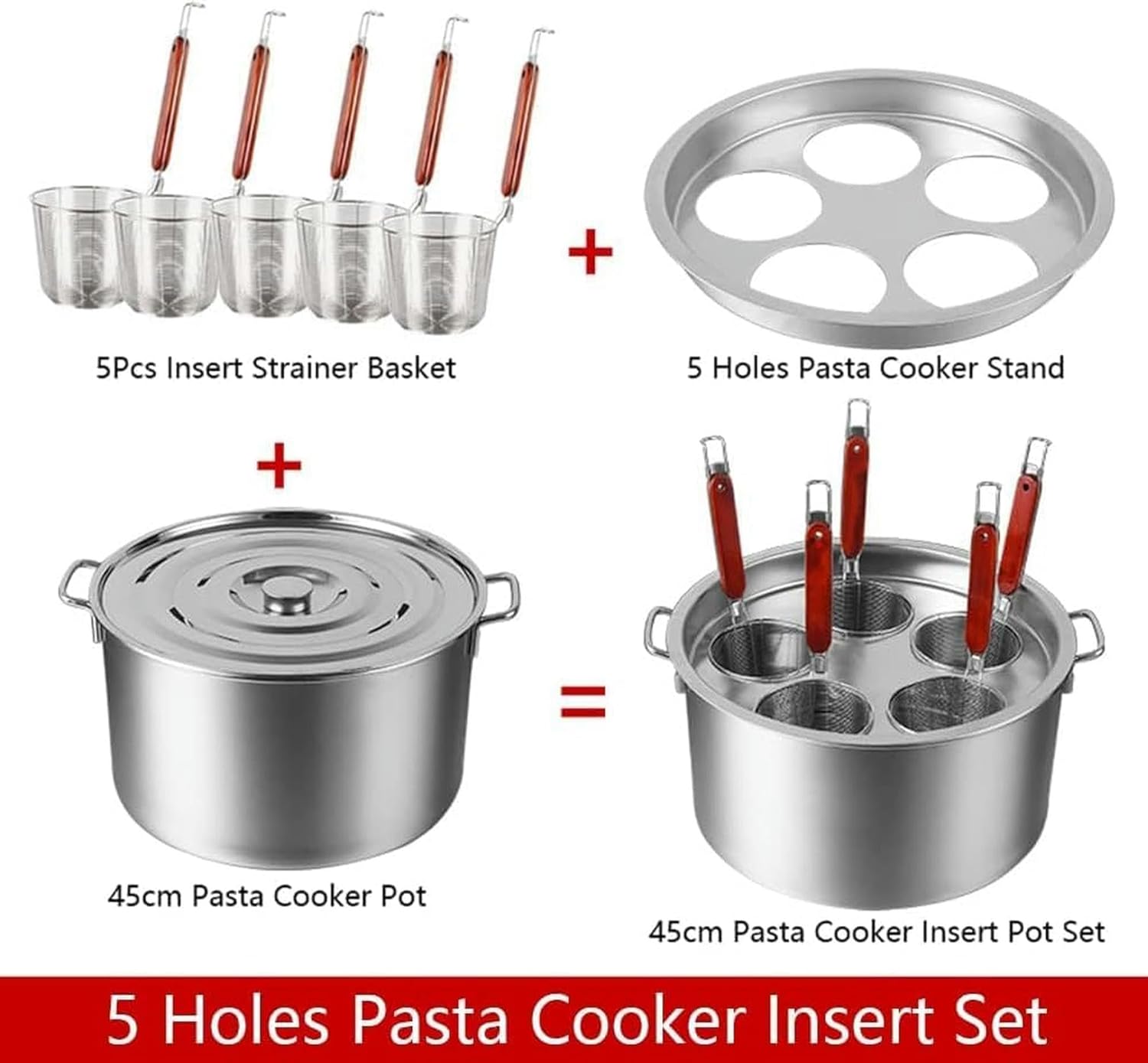 Premium Stainless Steel Pasta Cooker Set with Steamer Basket