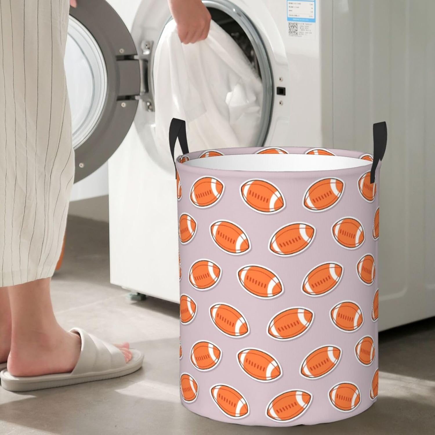 Durable American Football Collapsible Laundry Basket for Storage Travel Organization