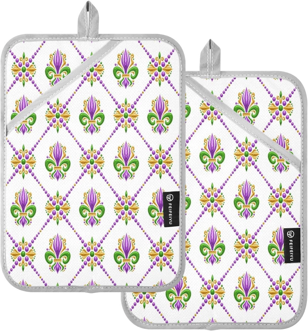 KCLDECI Heat-Resistant Oven Mitt Set 2 for Baking Cooking