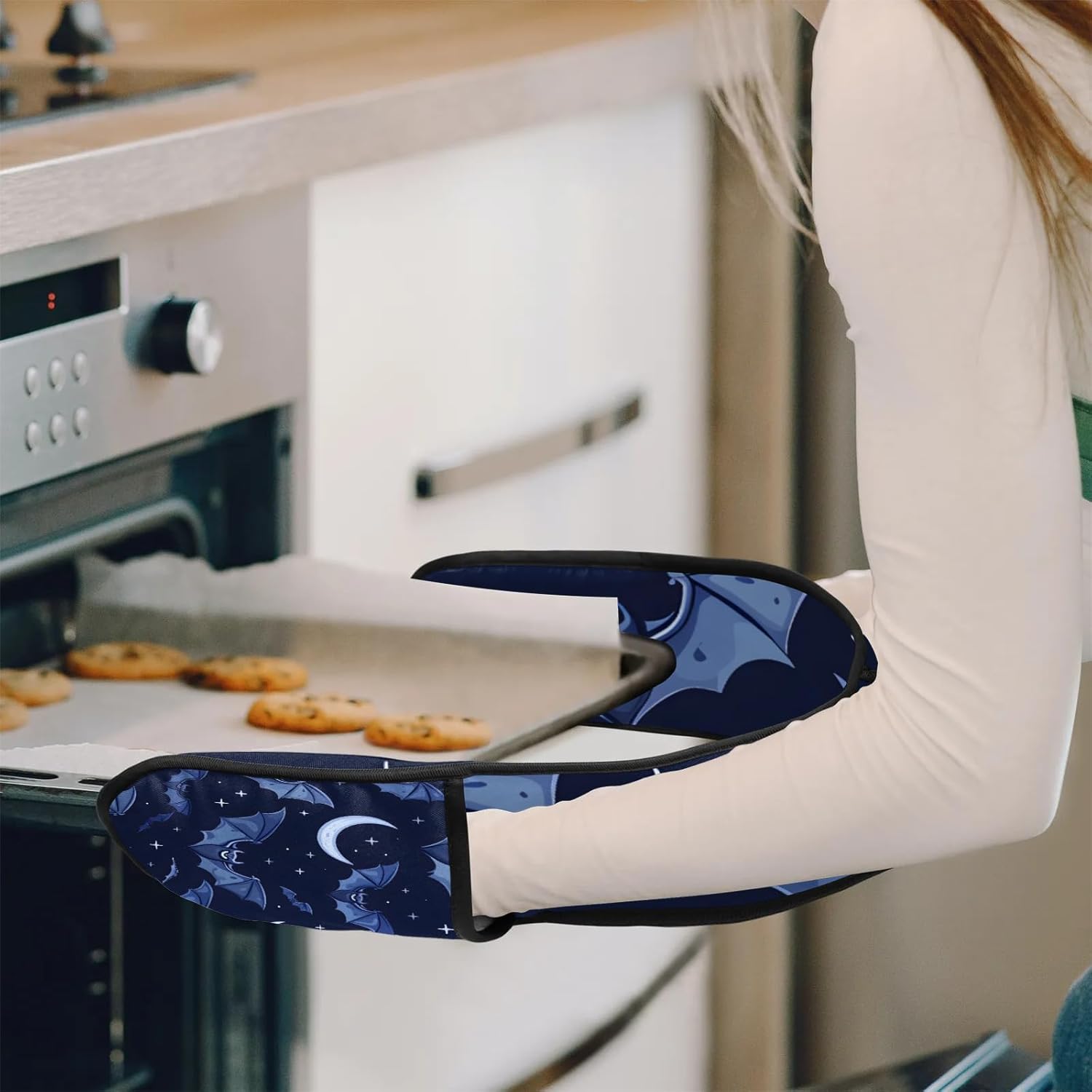 Bats Moon Halloween Double Oven Mitt