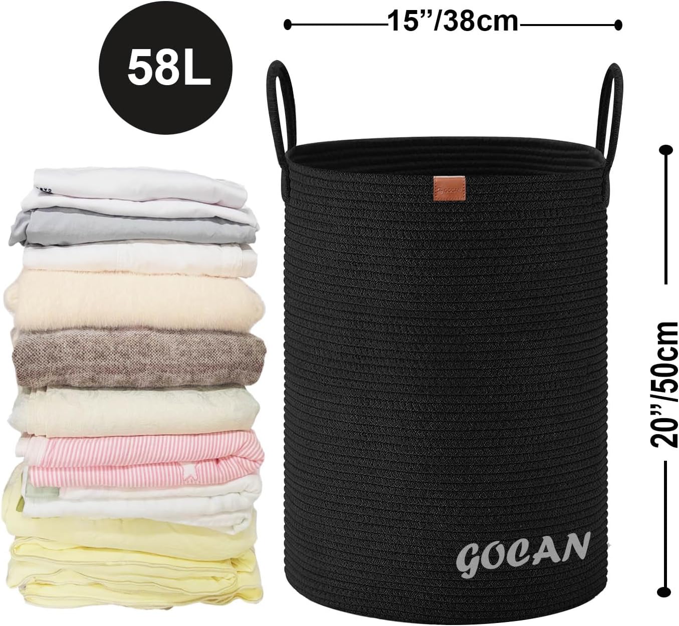 GOCANSturdy Foldable Storage Basket for Laundry Decorative Use