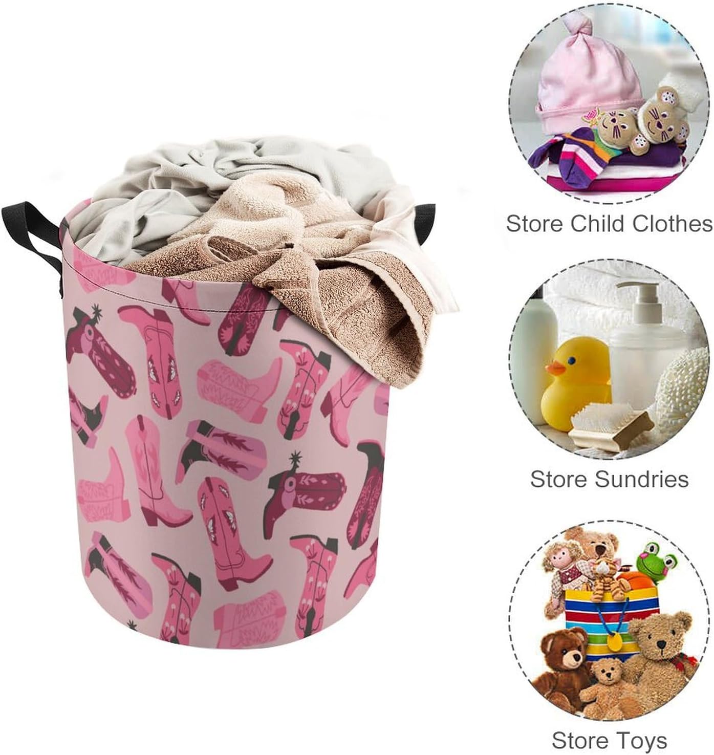 Trendy Pink Laundry Hamper with Drawstring Collapsible Design