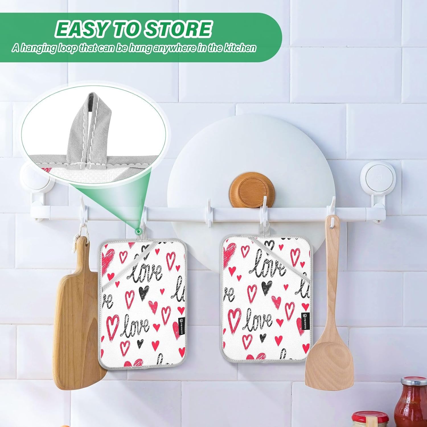 KCLDECI Heat Resistant Oven Mitt Set - 2Pcs Black Red POTHOLDERS