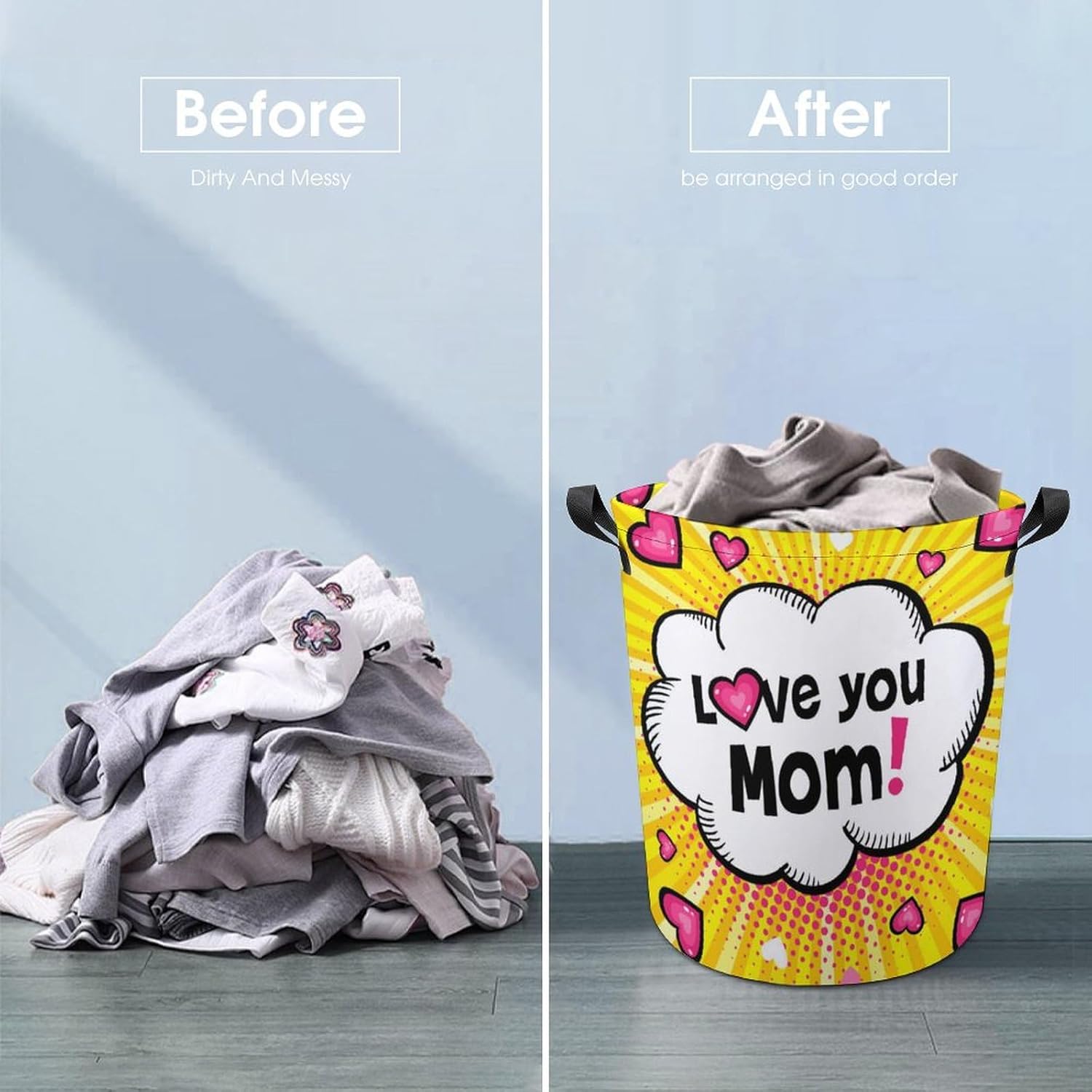 Love You Mom Collapsible Laundry Basket