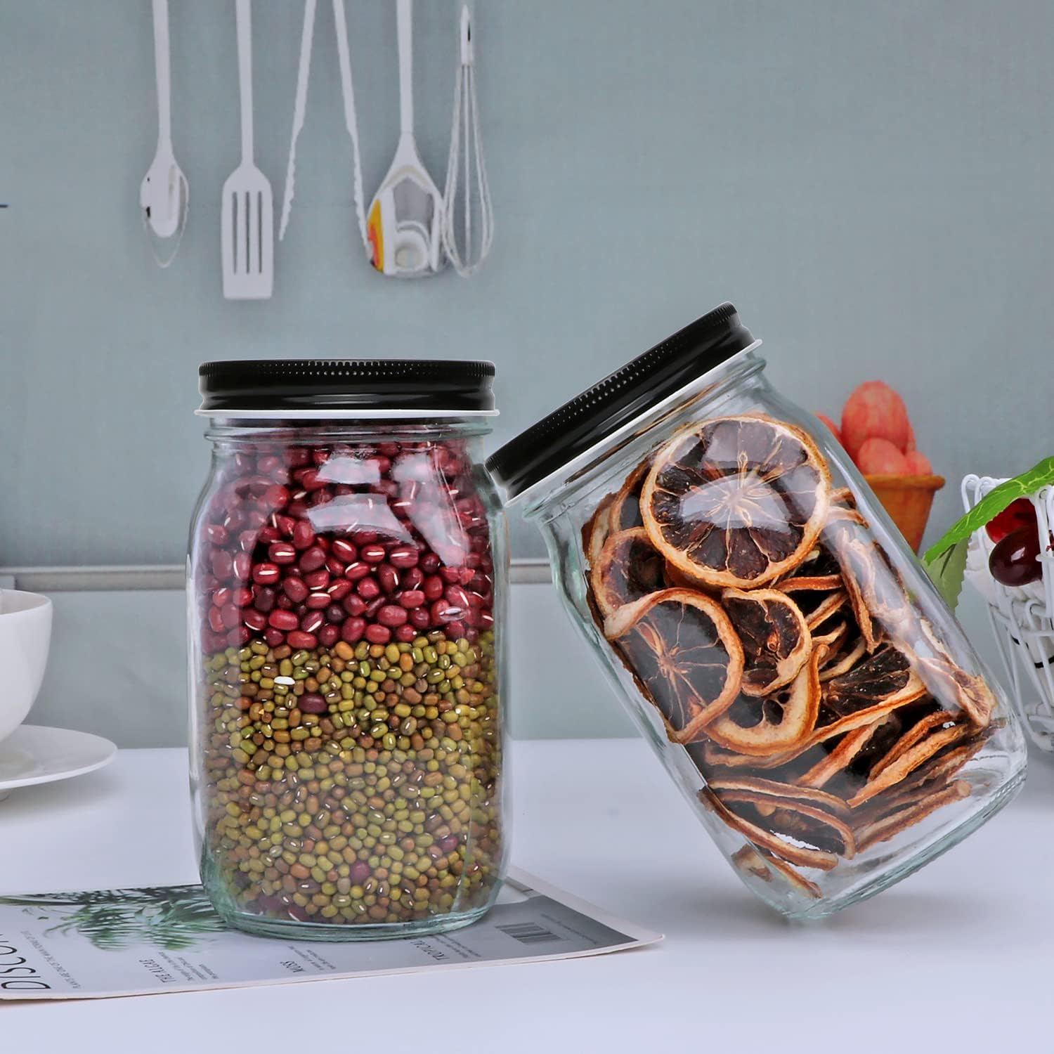QAPPDA Premium 32 Oz Glass Jars Set 12 Count