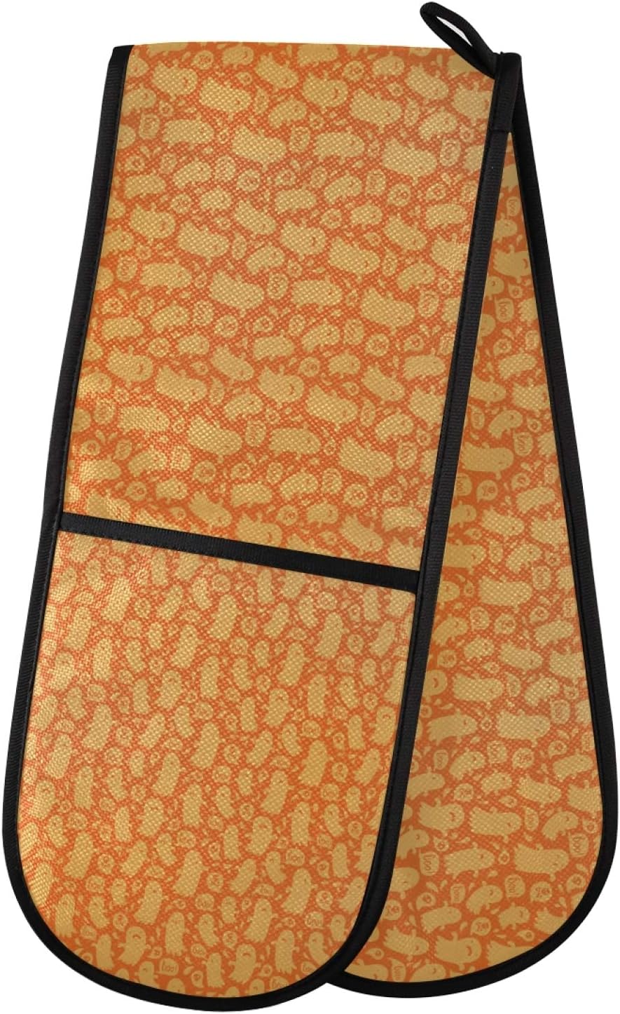 Wudan Double Mitts Heat-Resistant POTHOLDER Halloween Ghosts for Kitchen Grilling