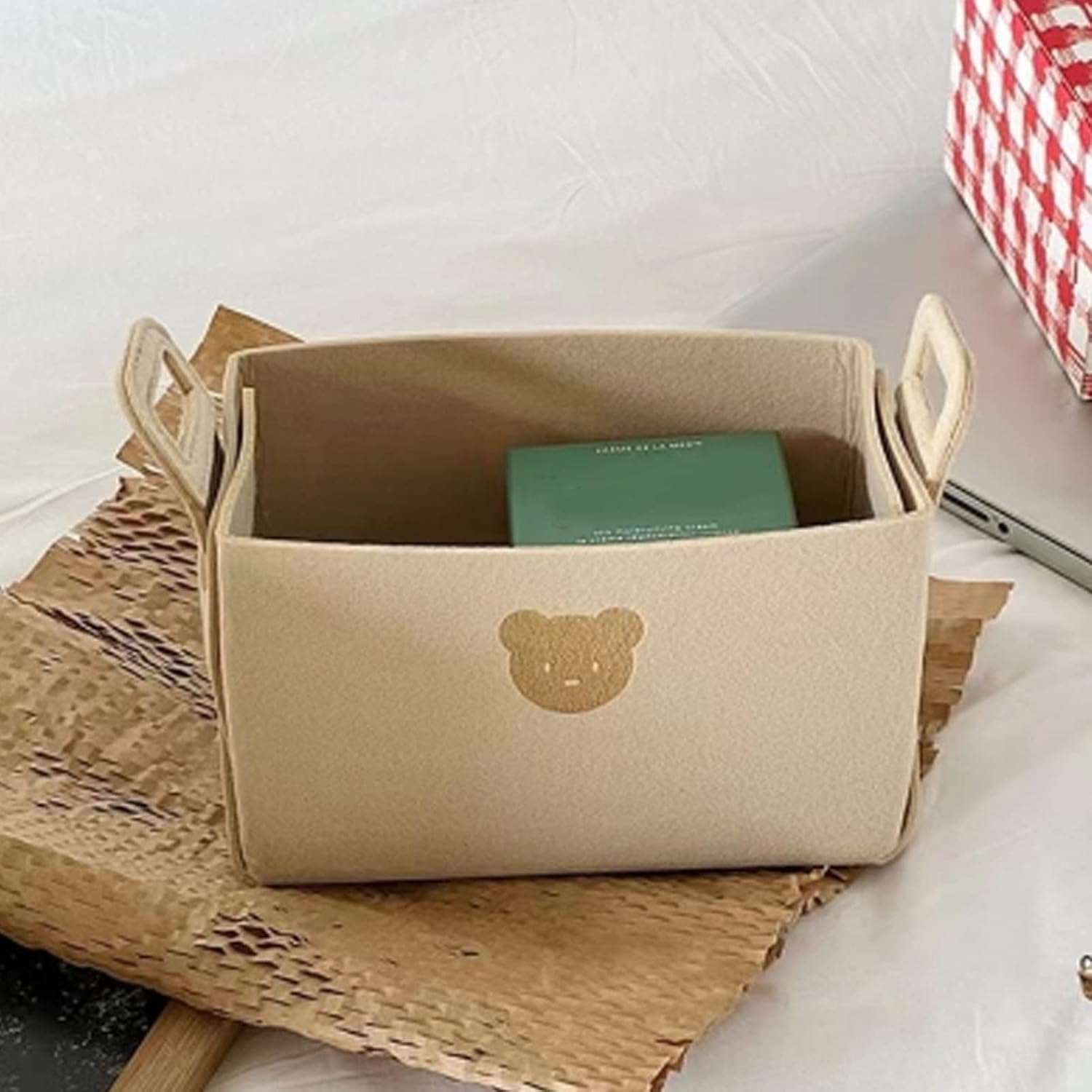 Felt Bear Storage Basket for Home