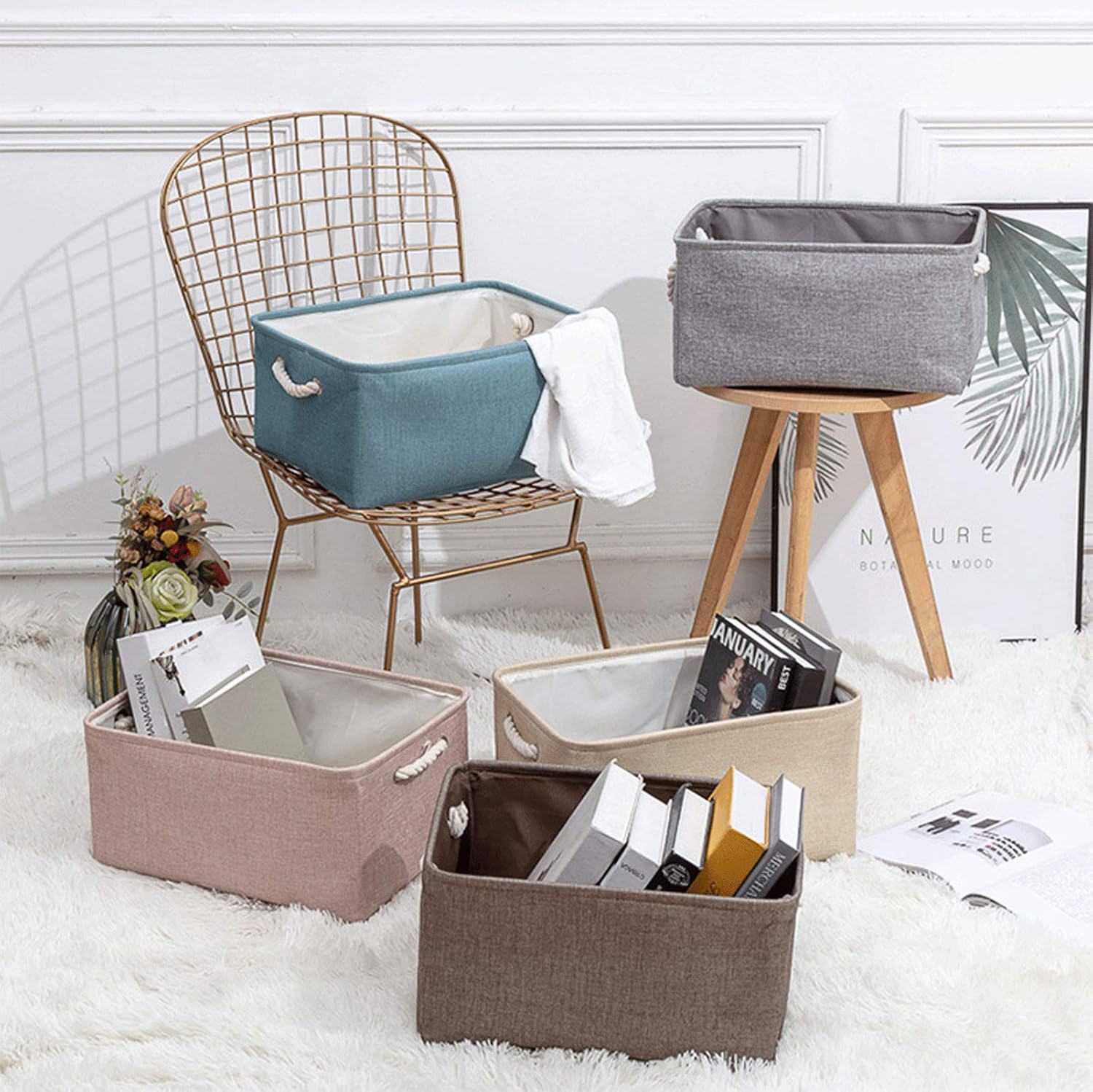ZIUKENR Linen Art Dirty Clothes Basket Foldable Durable Storage Solution