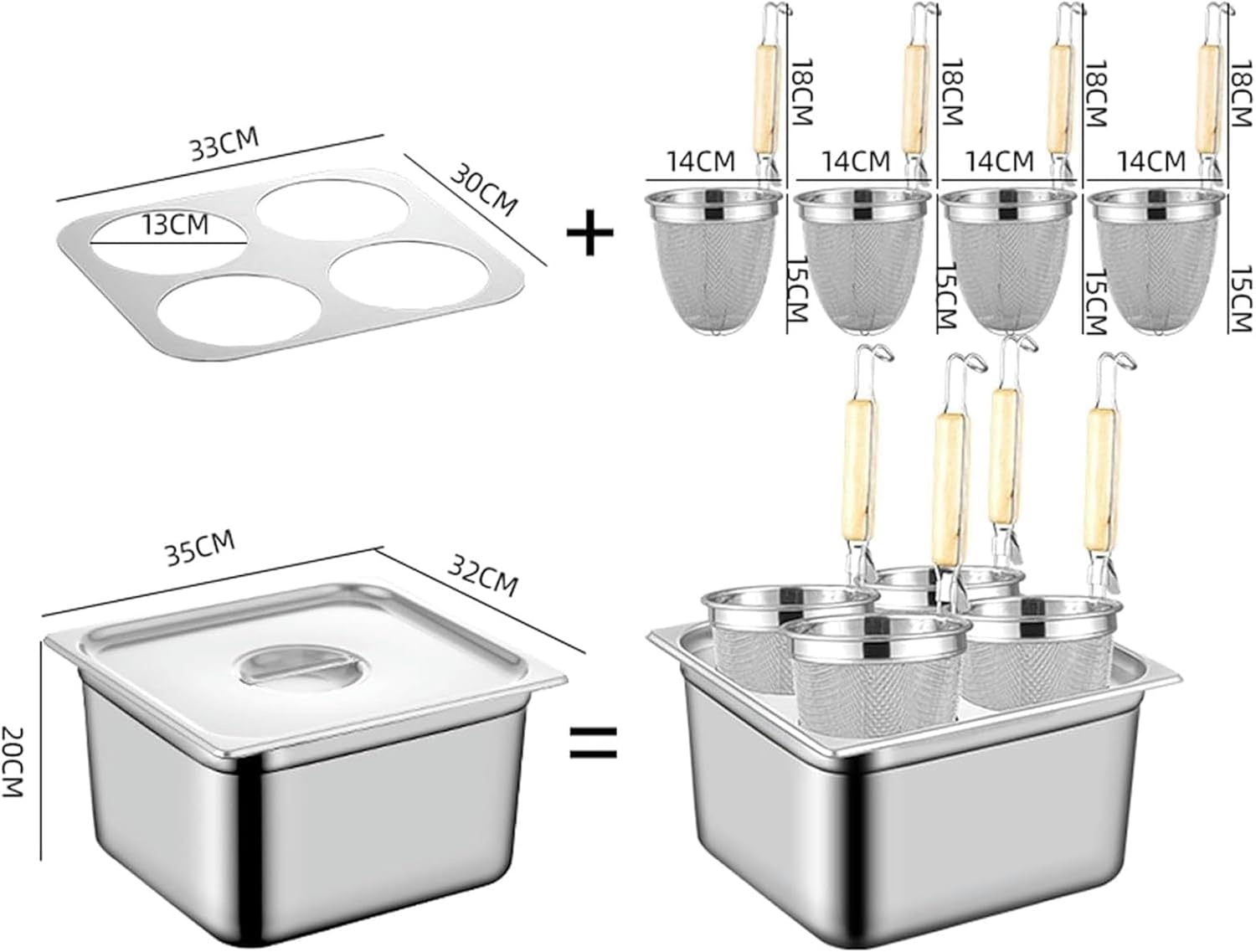 UNbit Multi-Purpose 4-Hole Stainless Steel Pasta Pot Set with Strainer Insert