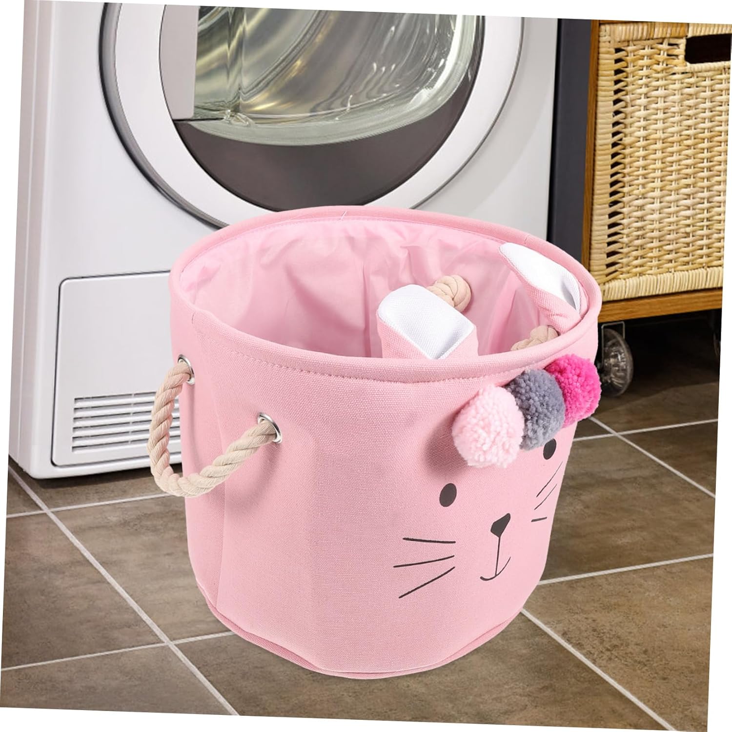 Yardenfun Baby Laundry Hamper with Handle Collapsible Storage Basket for Nursery