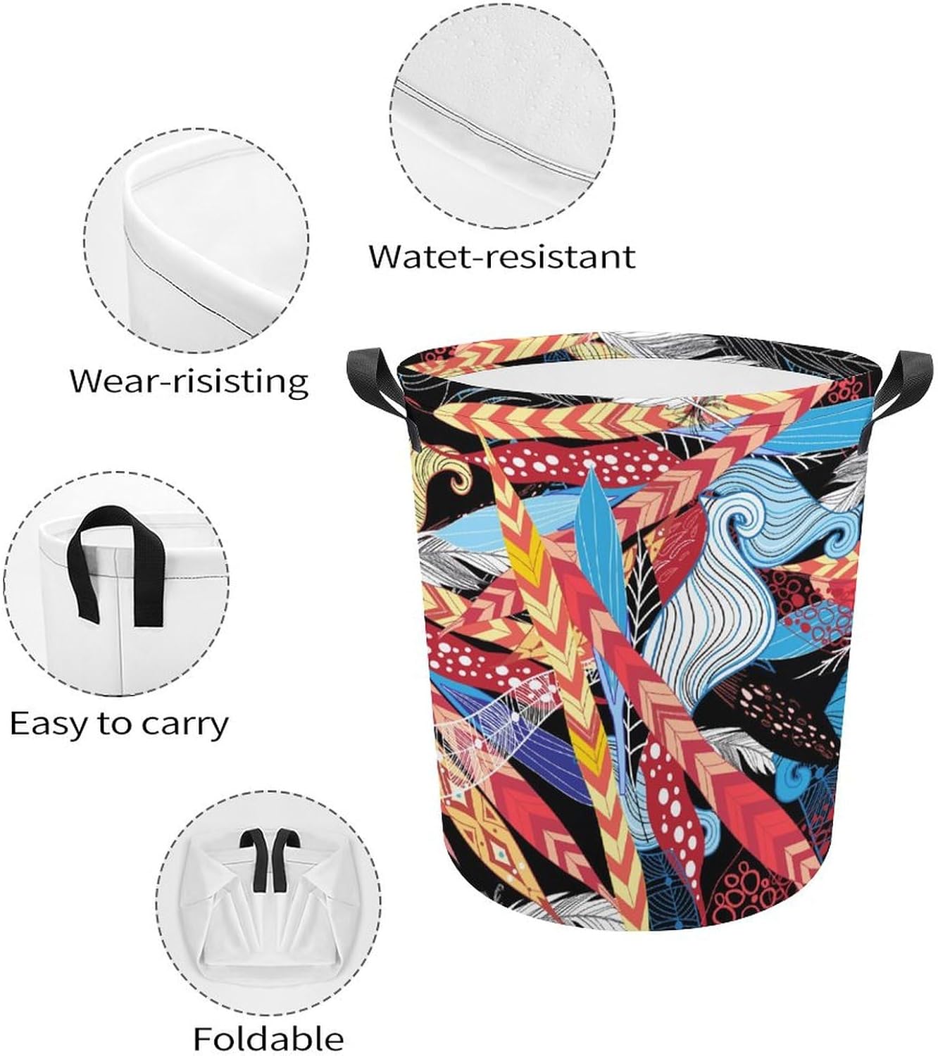 Leaves Feathers Vintage Laundry Hamper