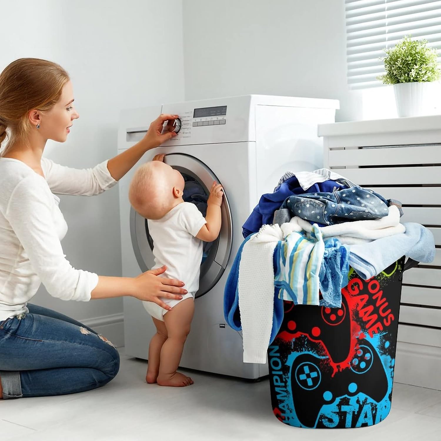 Red Game Joystick Collapse Laundry Bin