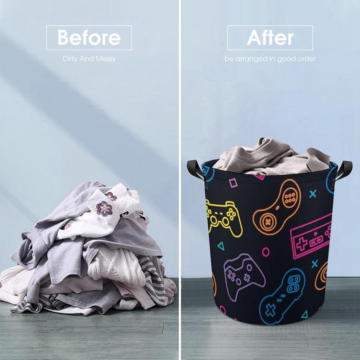 Neon Gamepad Laundry Hamper
