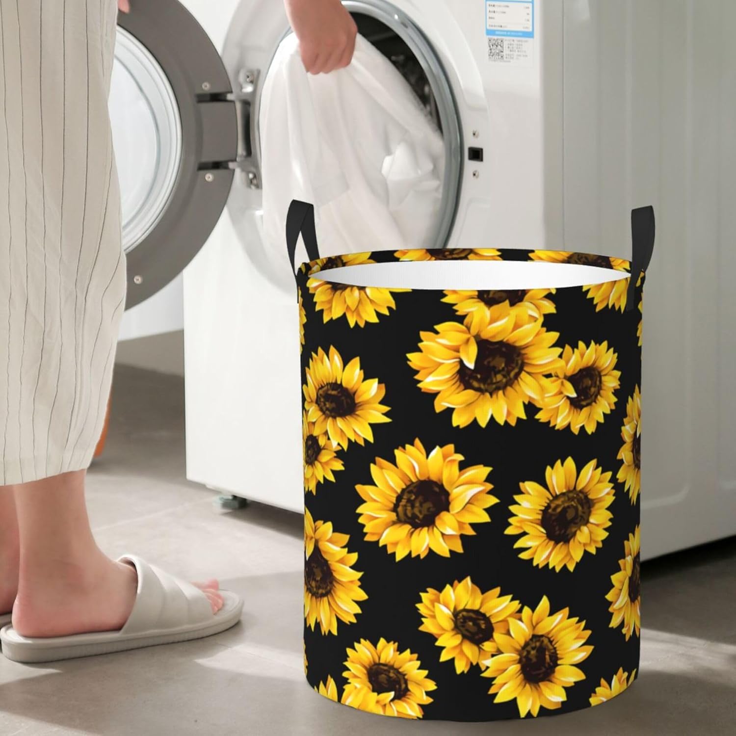 Sunflower Folding Laundry Basket - Durable Waterproof Organizer for Home Car