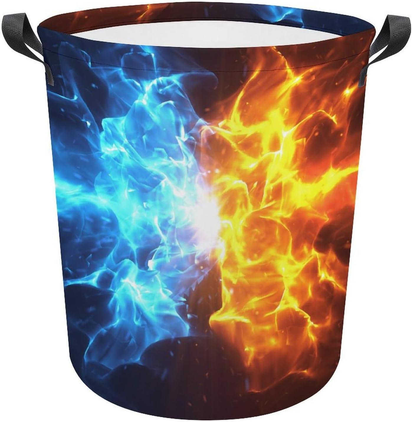 Crashing Blue and Red Flames Multi-functional Laundry Hamper - Durable and Waterproof