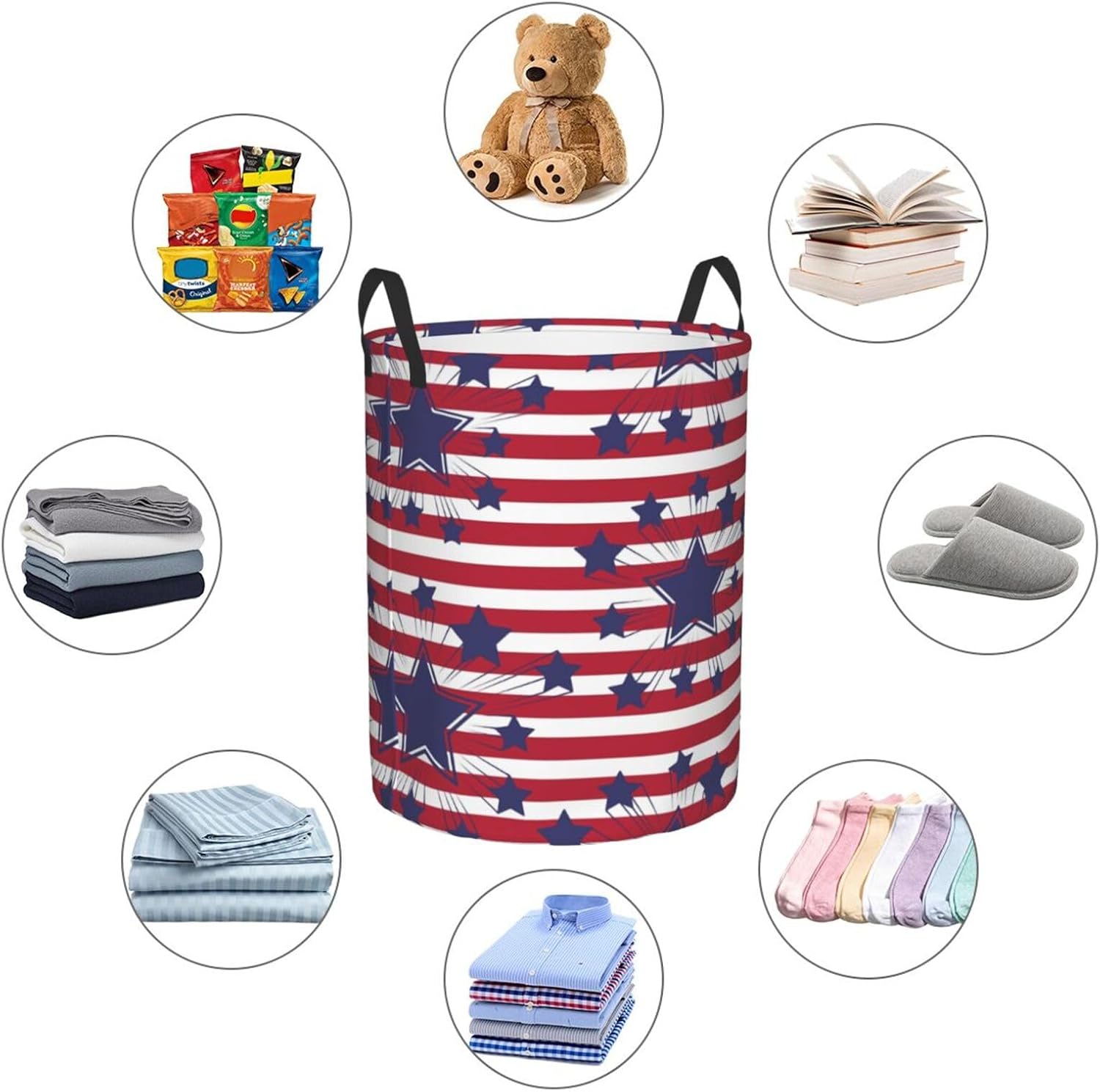 Red Collapsible Laundry Basket with Handles