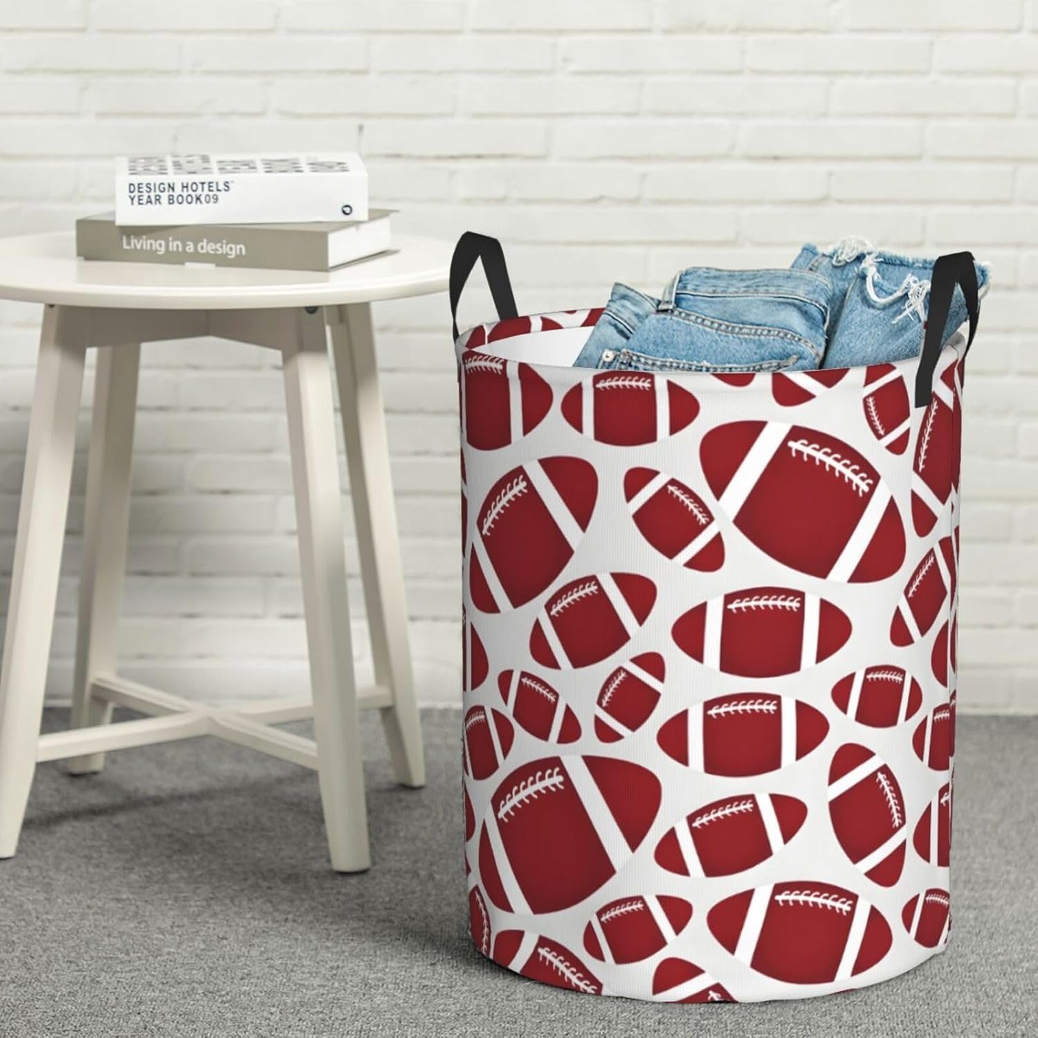 Football Folding Laundry Basket with Handles for Efficient Storage